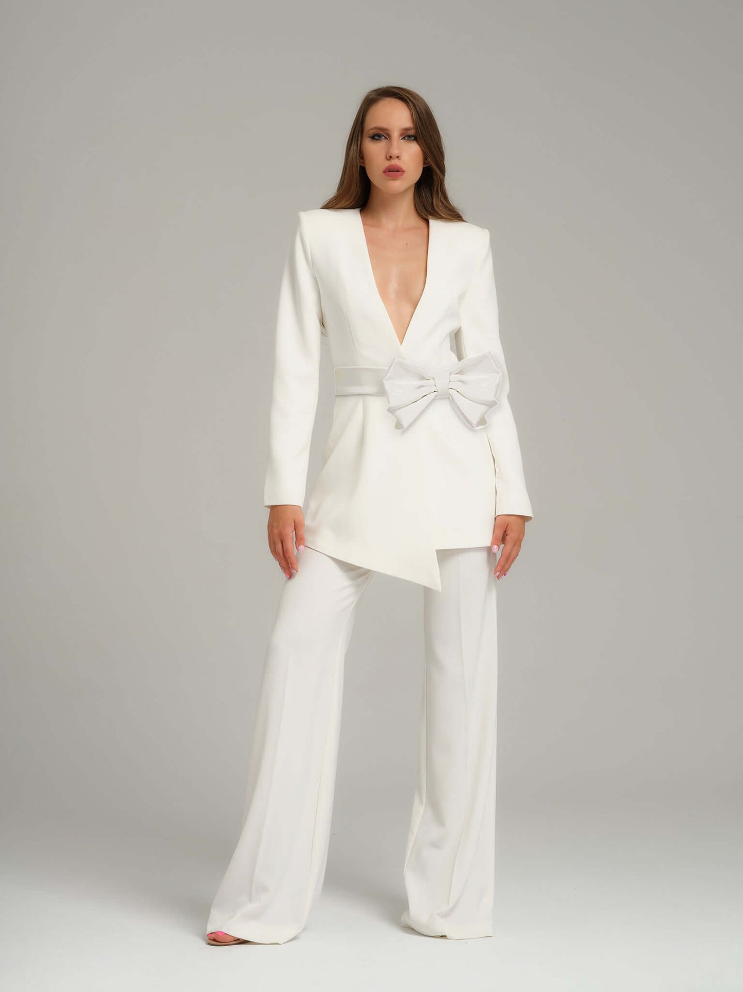 Rare Pearl Blazer With Bow Belt