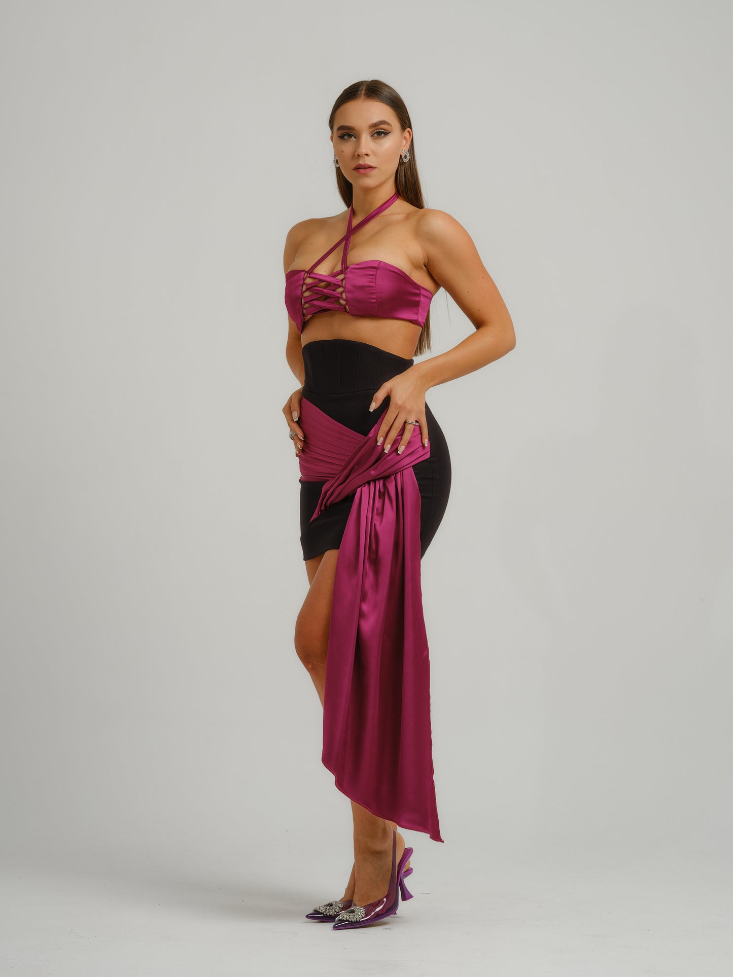 Midnight Sky Asymmetric Mini Skirt by Tia Dorraine Women's Luxury Fashion Designer Clothing Brand