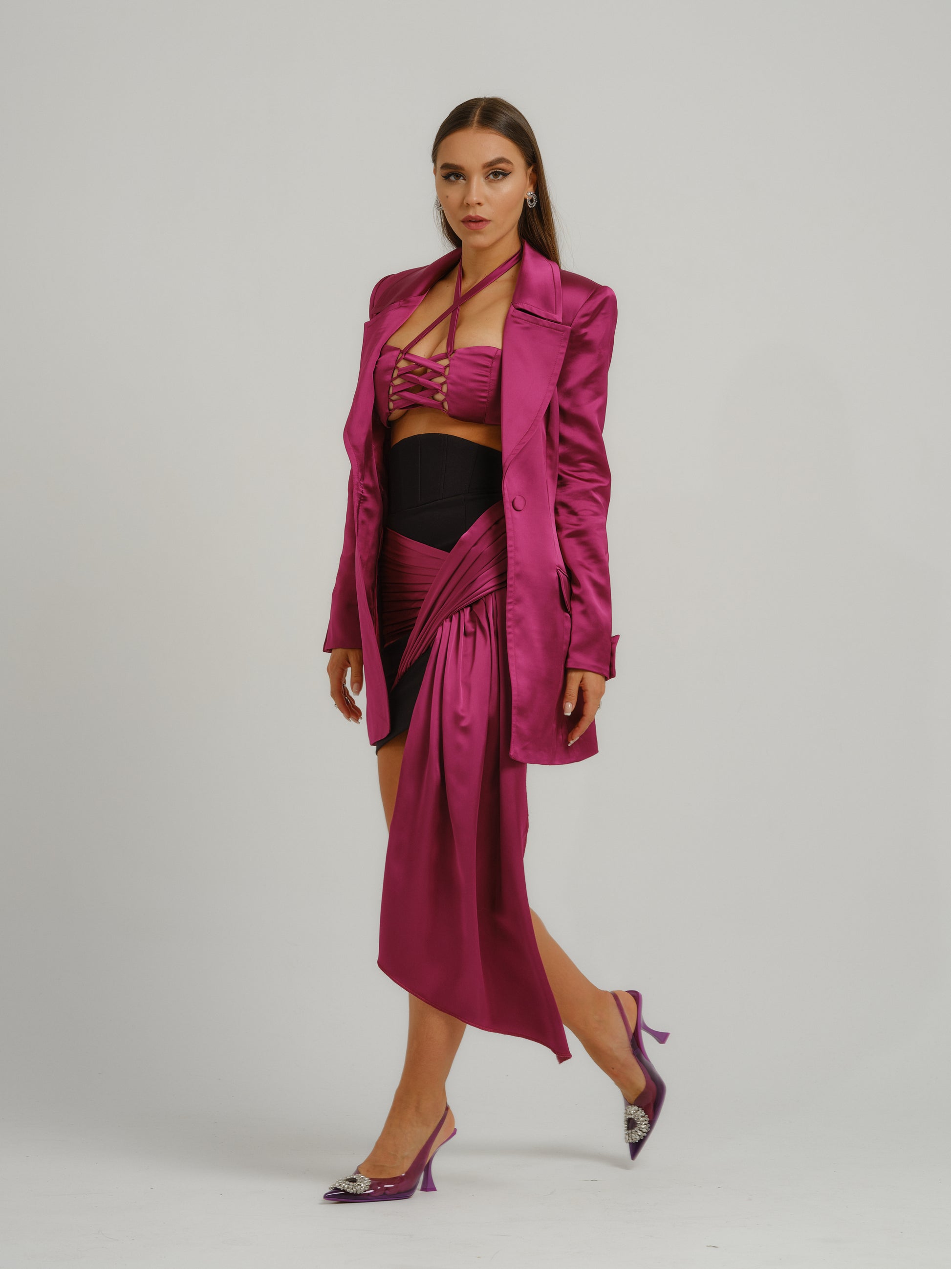 Midnight Sky Asymmetric Mini Skirt by Tia Dorraine Women's Luxury Fashion Designer Clothing Brand
