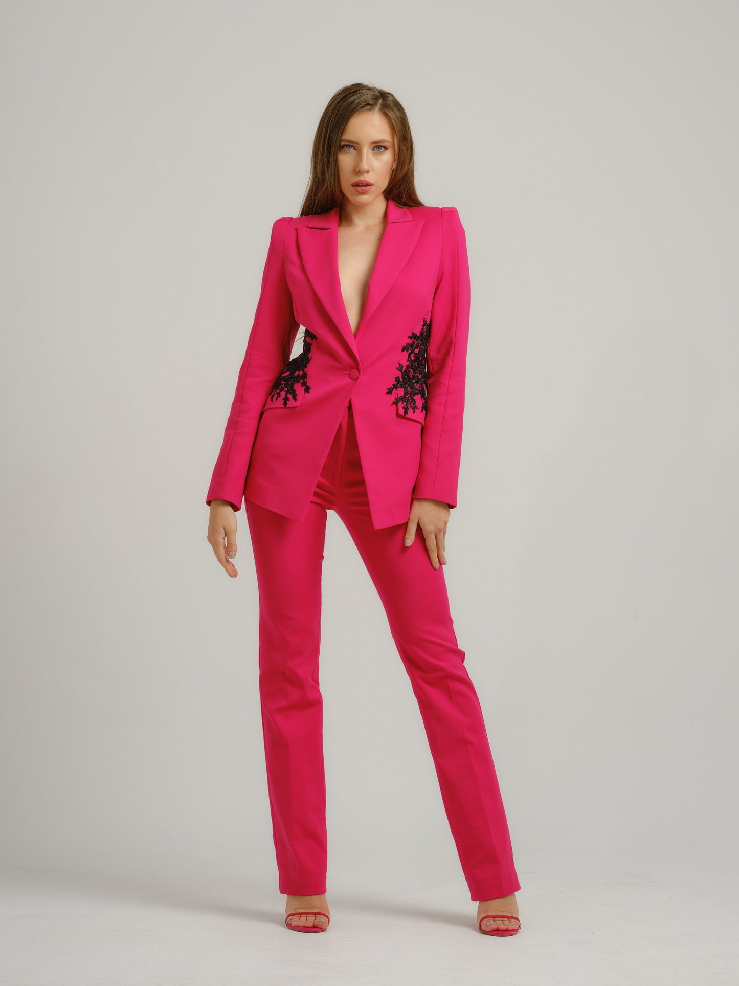 Fantasy Tailored Suit with Embroidery - Pink by Tia Dorraine Women's Luxury Fashion Designer Clothing Brand
