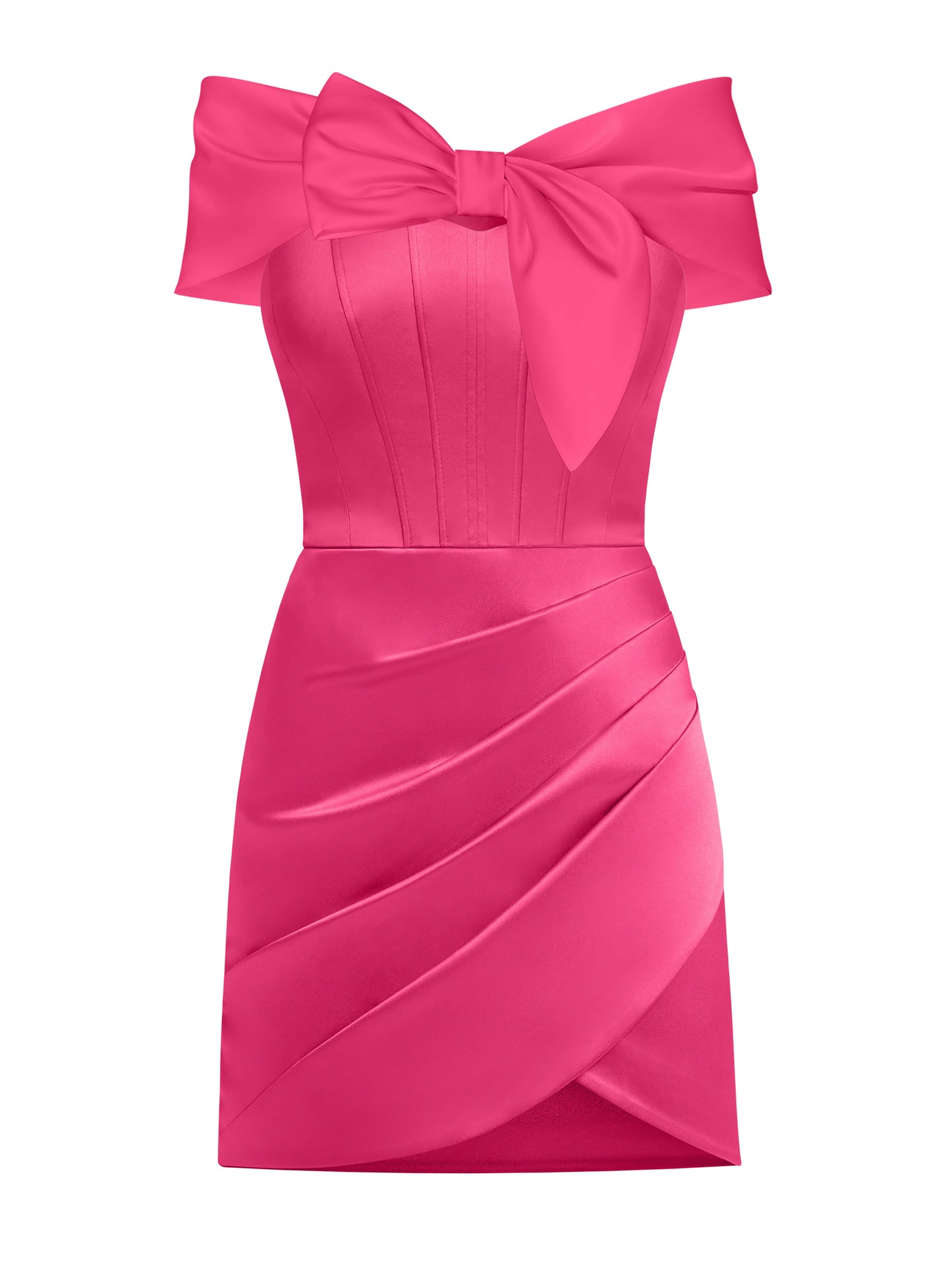 A Touch of Glamour Off-Shoulder Mini Dress - Hot Pink