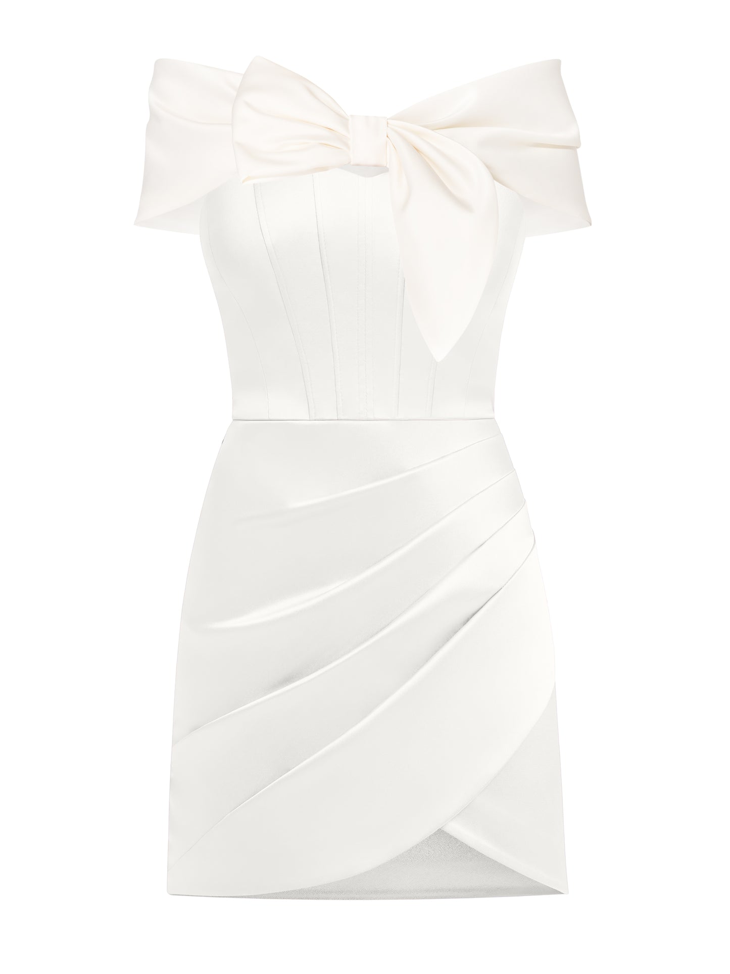 A Touch of Glamour Off-Shoulder Mini Dress - Pearl White