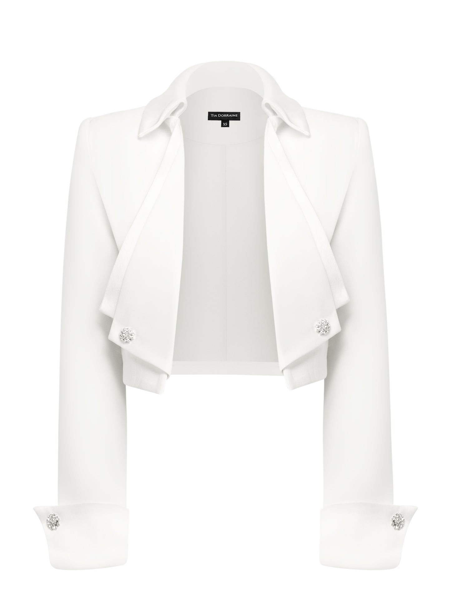 A Touch of Glamour Cropped Blazer - Pearl White