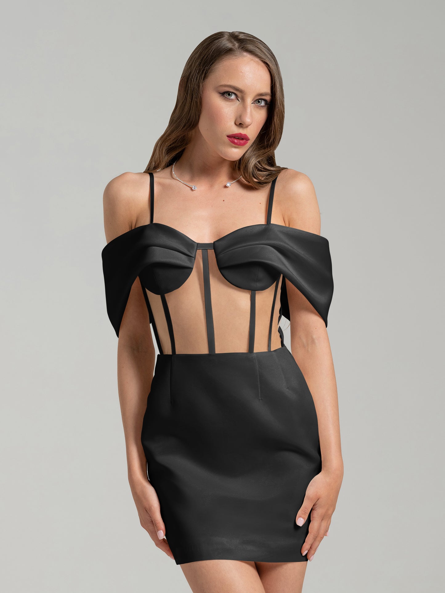 Belle of the Ball Satin Mini Dress - Black