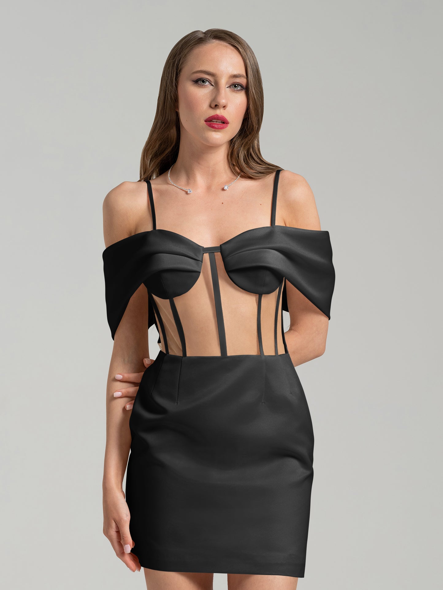 Belle of the Ball Satin Mini Dress - Black