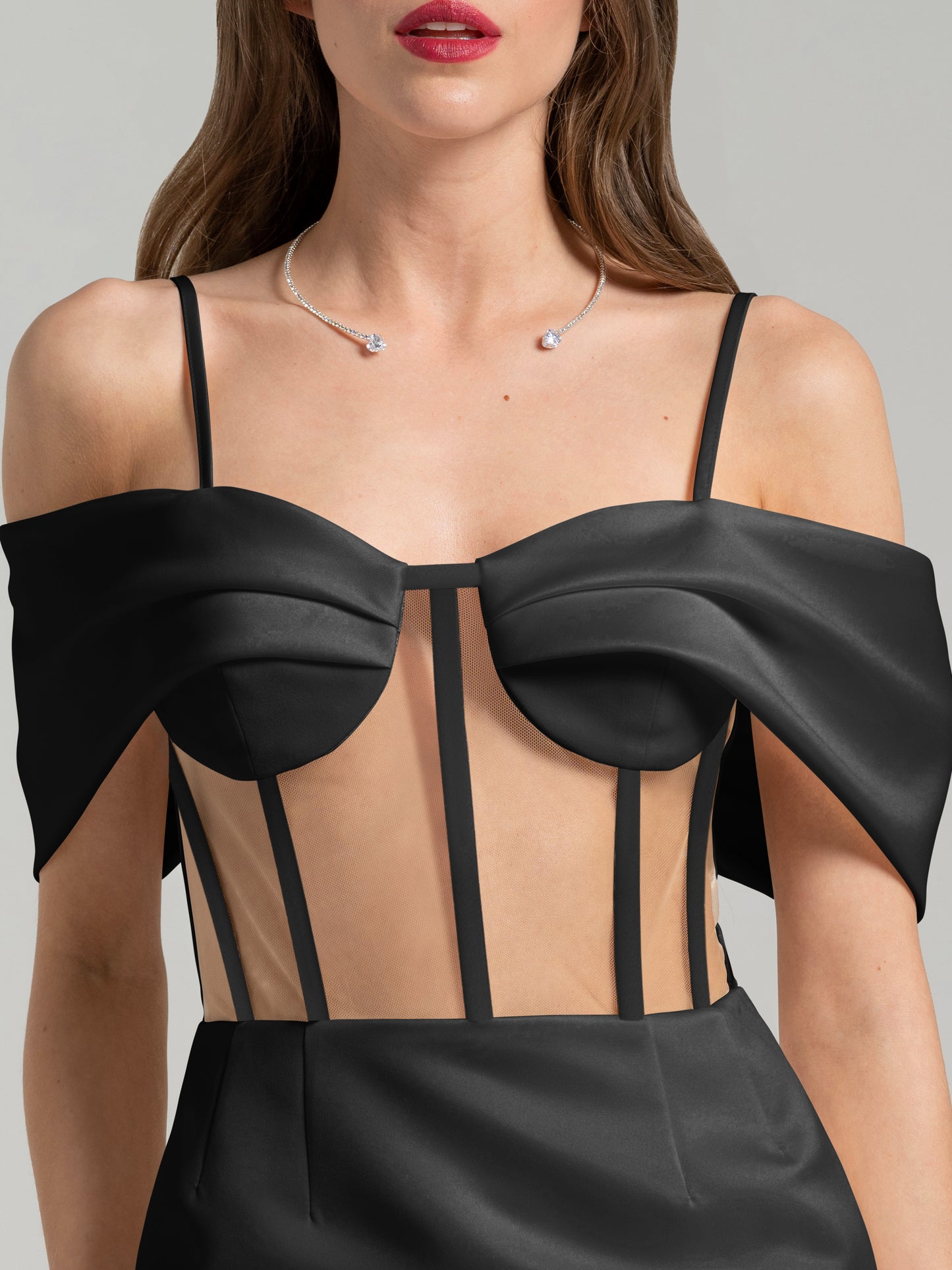 Belle of the Ball Satin Mini Dress - Black