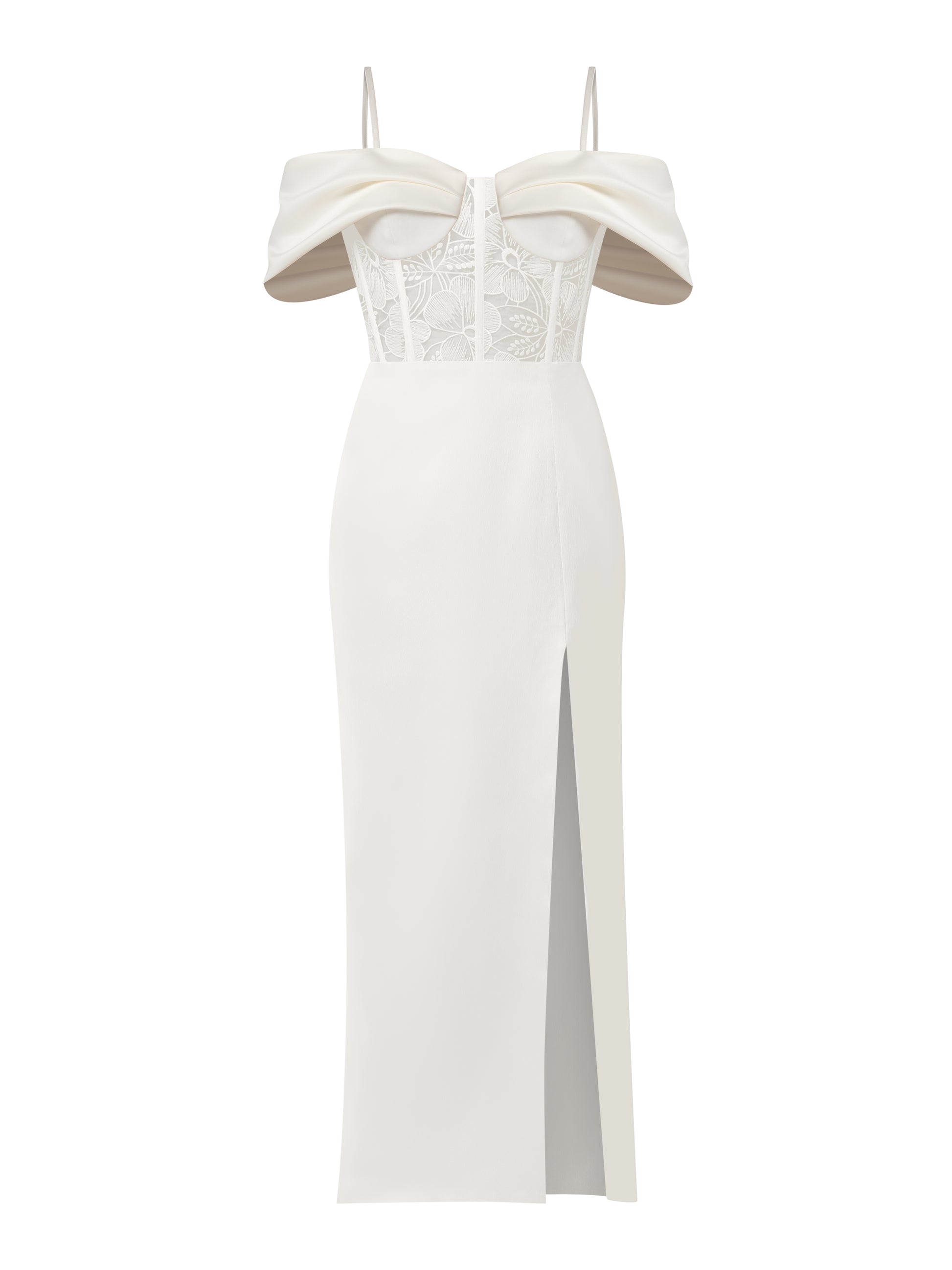 Belle of the Ball Satin Maxi Dress with Lace Corset by Tia Dorraine Women's Luxury Fashion Designer Clothing Brand