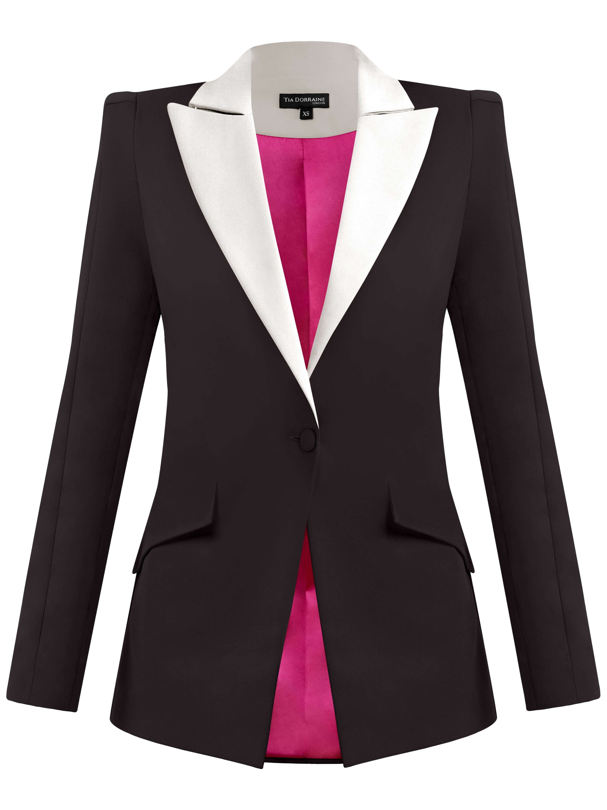 Illusion Classic Tailored Blazer - Black & White by Tia Dorraine Women's Luxury Fashion Designer Clothing Brand