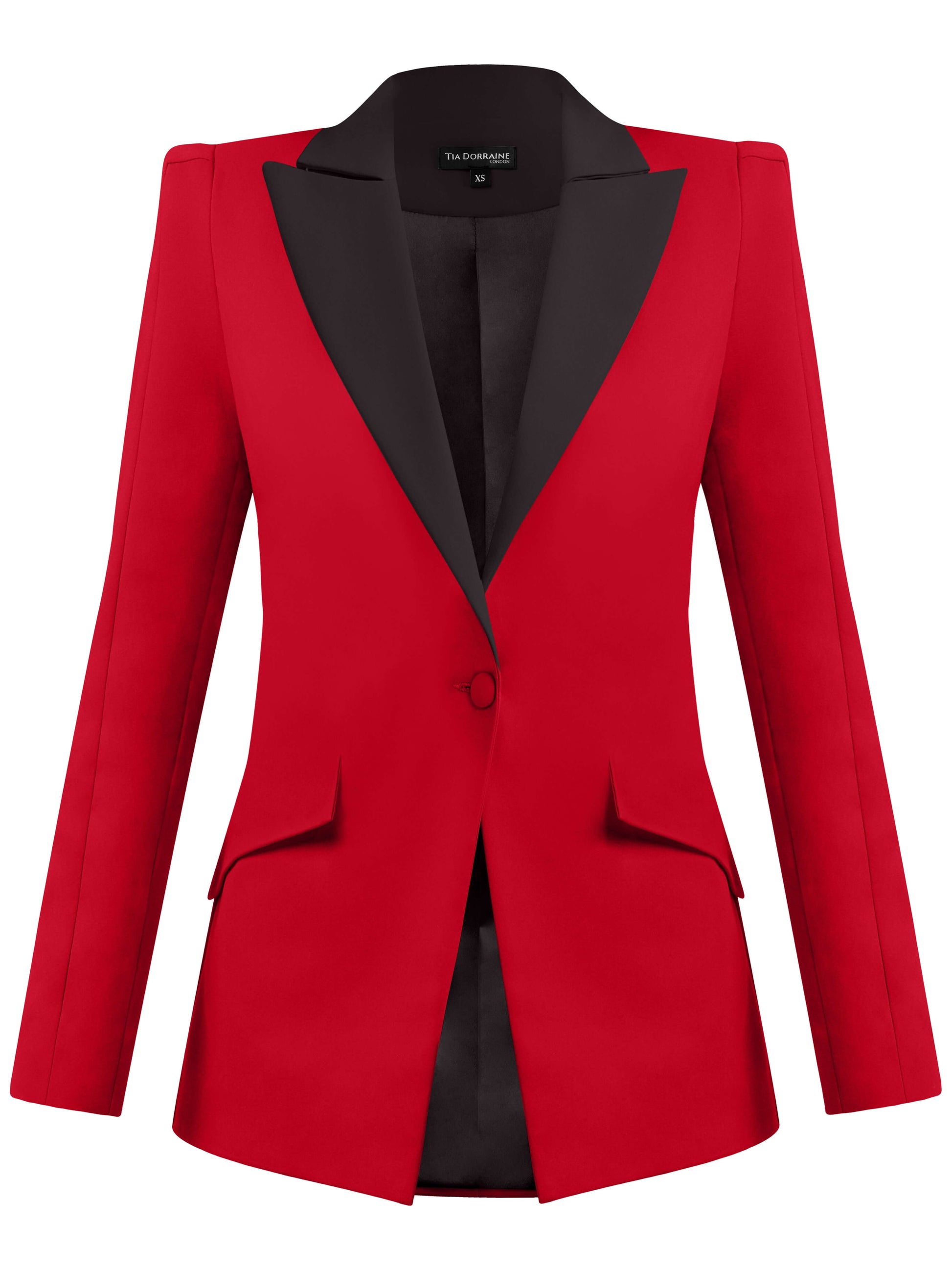 Illusion Classic Tailored Blazer - Red & Black by Tia Dorraine Women's Luxury Fashion Designer Clothing Brand