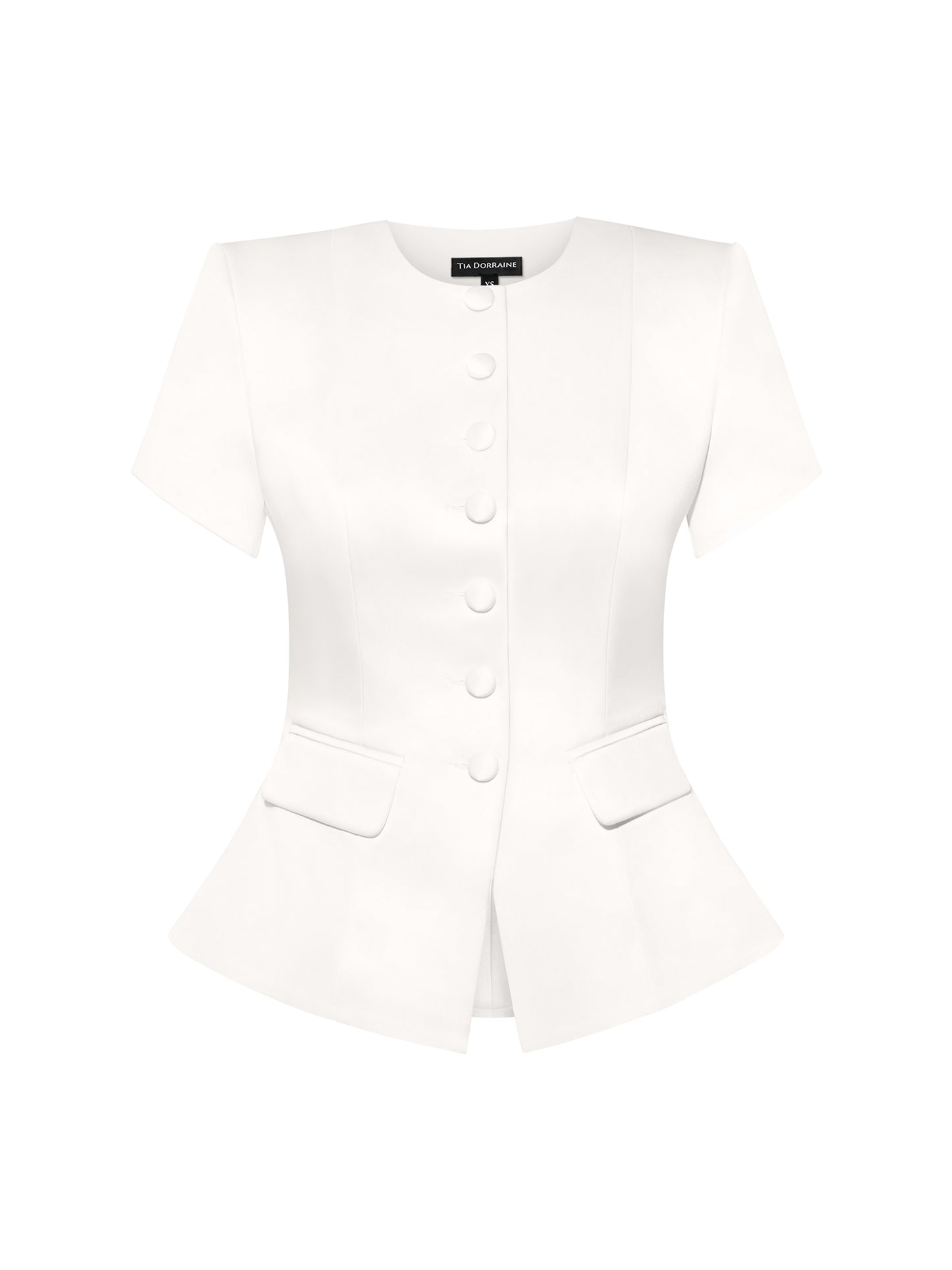 Romantic Glow Short Sleeves Blazer - Pearl White