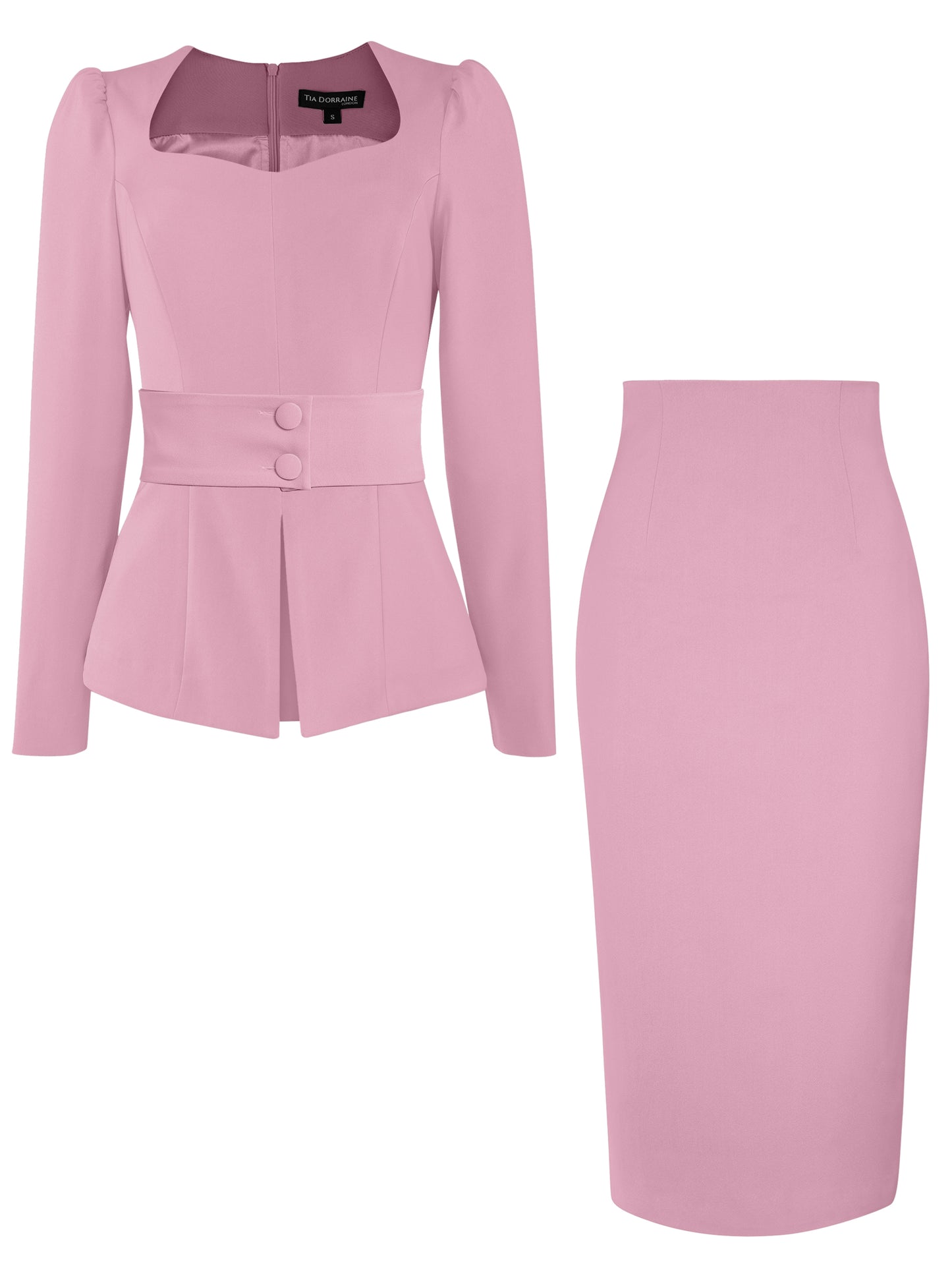 Fitted Blouse & Pencil Skirt Set - Cotton Candy