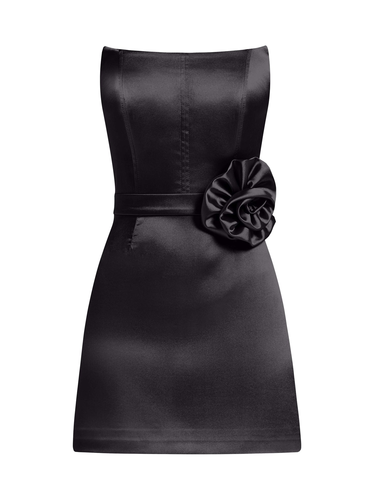 Dazzling Touch Satin Mini Dress - Black by Tia Dorraine Women's Luxury Fashion Designer Clothing Brand