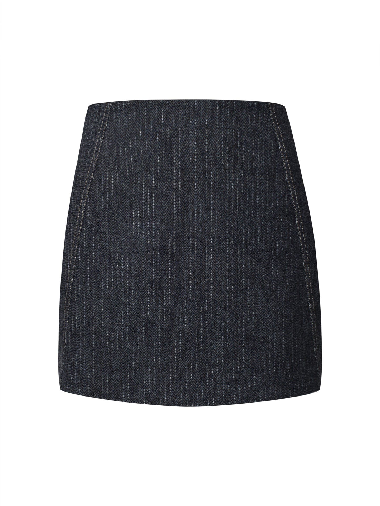 Denim Mini Skirt - Pinstripe Blue