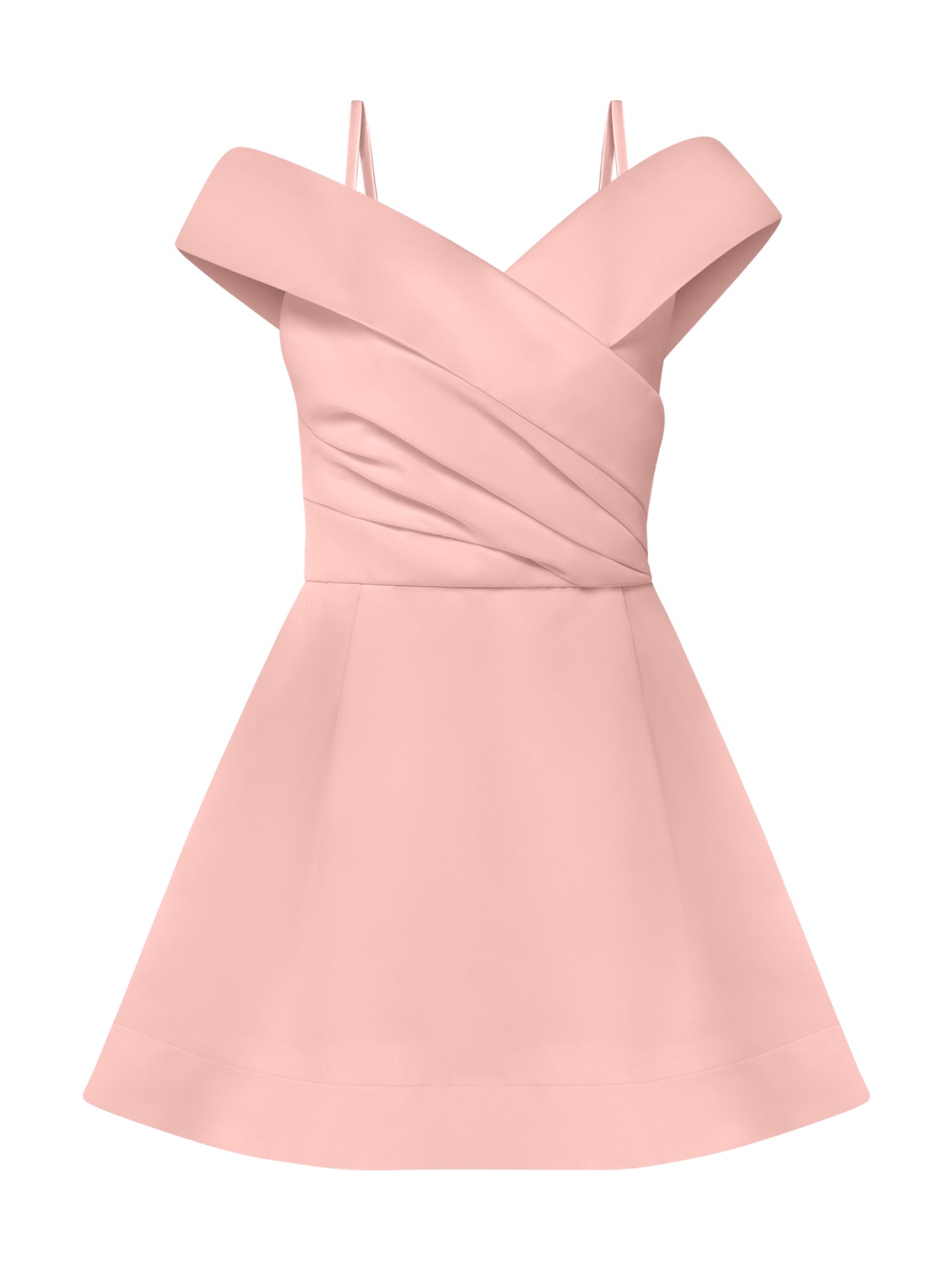 Easy to Love Flared Satin Mini Dress - Blush
