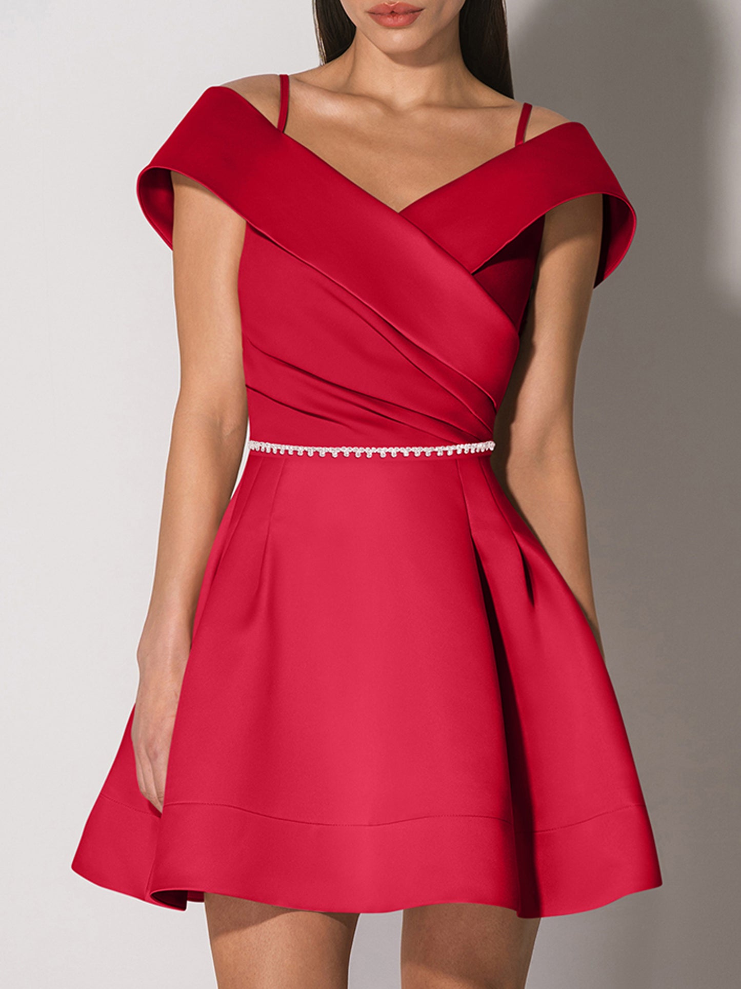 Easy to Love Flared Satin Mini Dress - Fierce Red