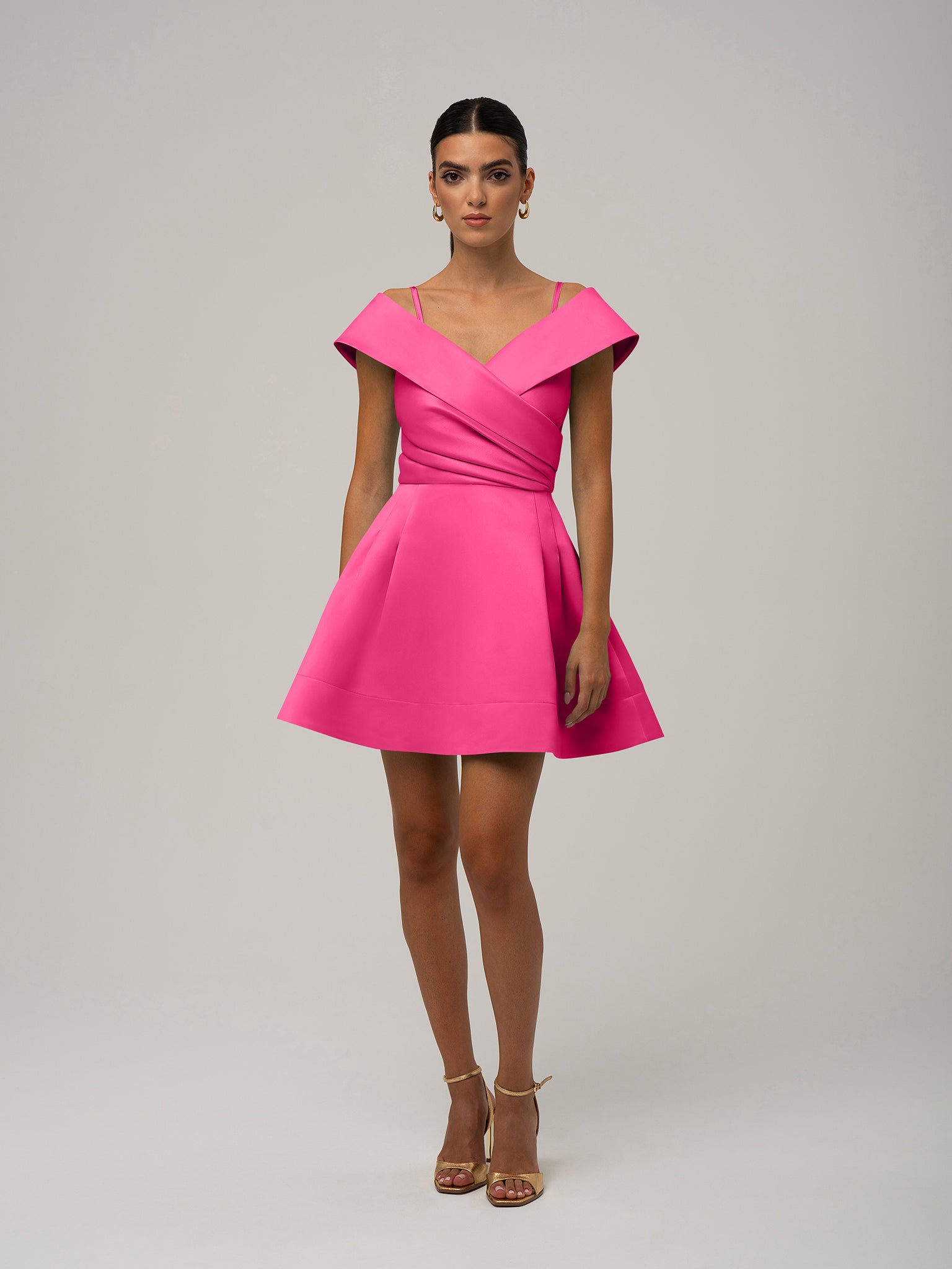 Easy to Love Flared Satin Mini Dress - Hot Pink Hot Pink / M Easy to Love Flared Satin Mini Dress - Hot Pink Hot Pink / M