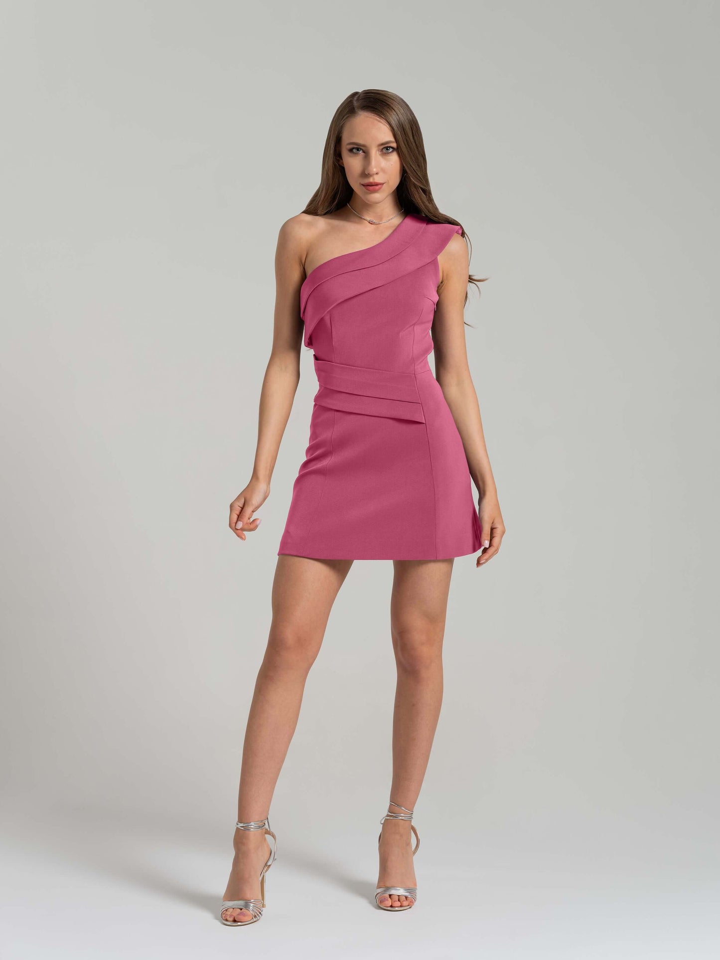 Elegant Touch Mini Dress - Super Pink by Tia Dorraine Women's Luxury Fashion Designer Clothing Brand