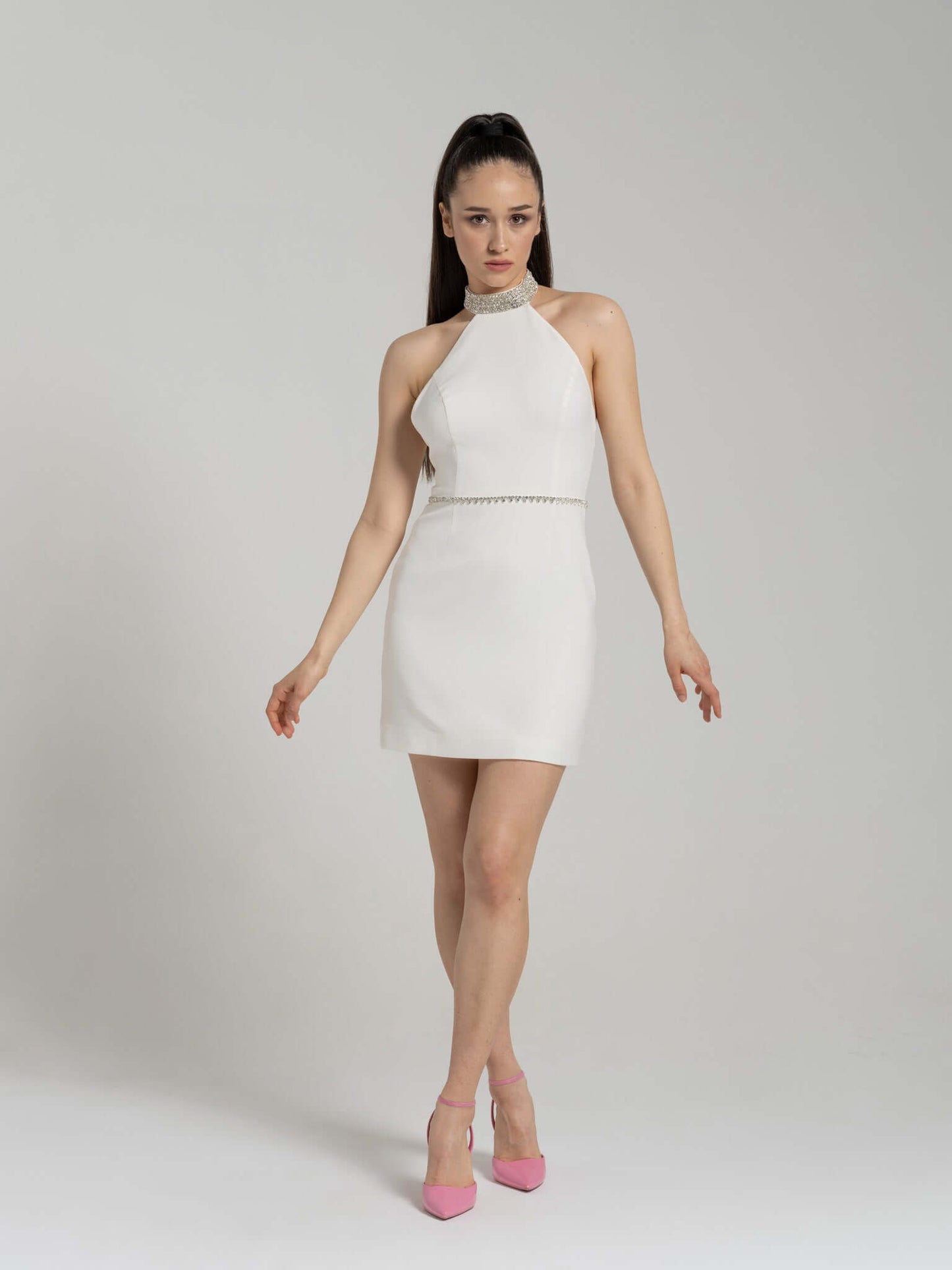 Fall in Love Crystal-Embellished Mini Dress by Tia Dorraine Women's Luxury Fashion Designer Clothing Brand