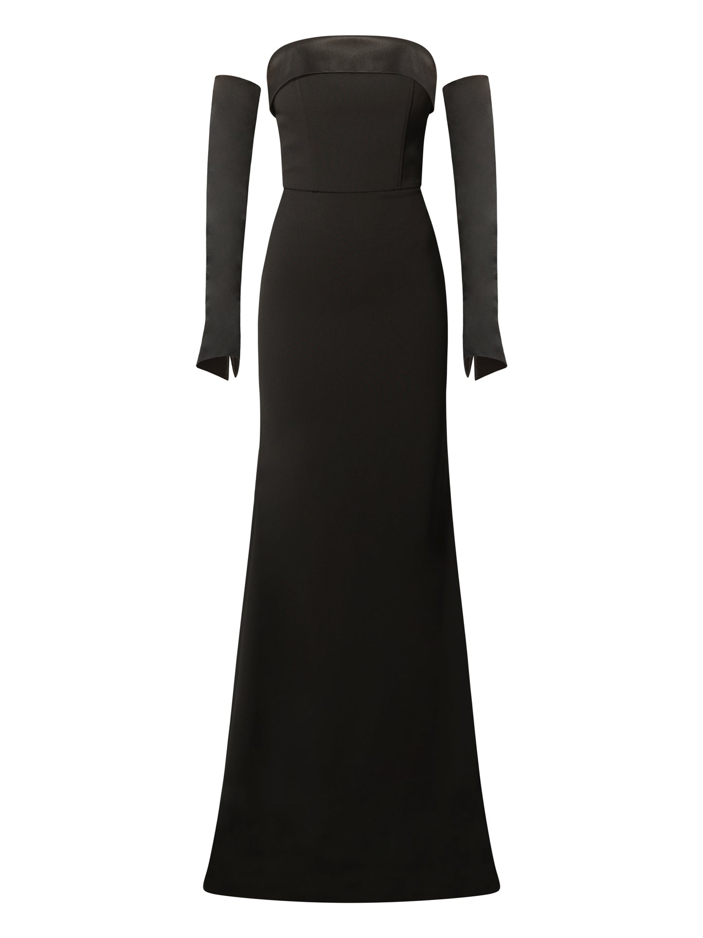 Femme Fatale Evening Gown with Detachable Sleeves - Black by Tia Dorraine Women's Luxury Fashion Designer Clothing Brand
