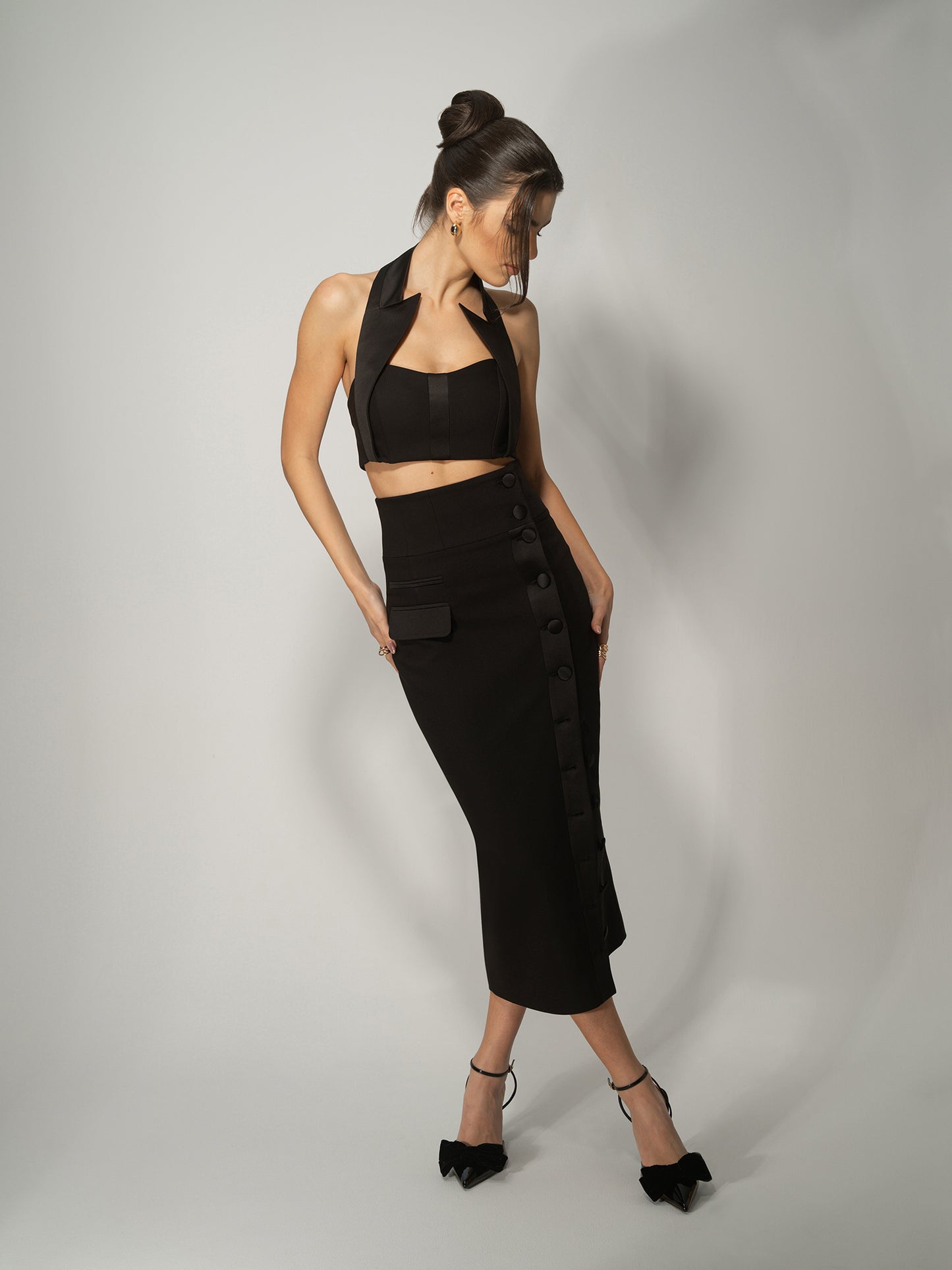 Femme Fatale Midi Skirt by Tia Dorraine Women's Luxury Fashion Designer Clothing Brand