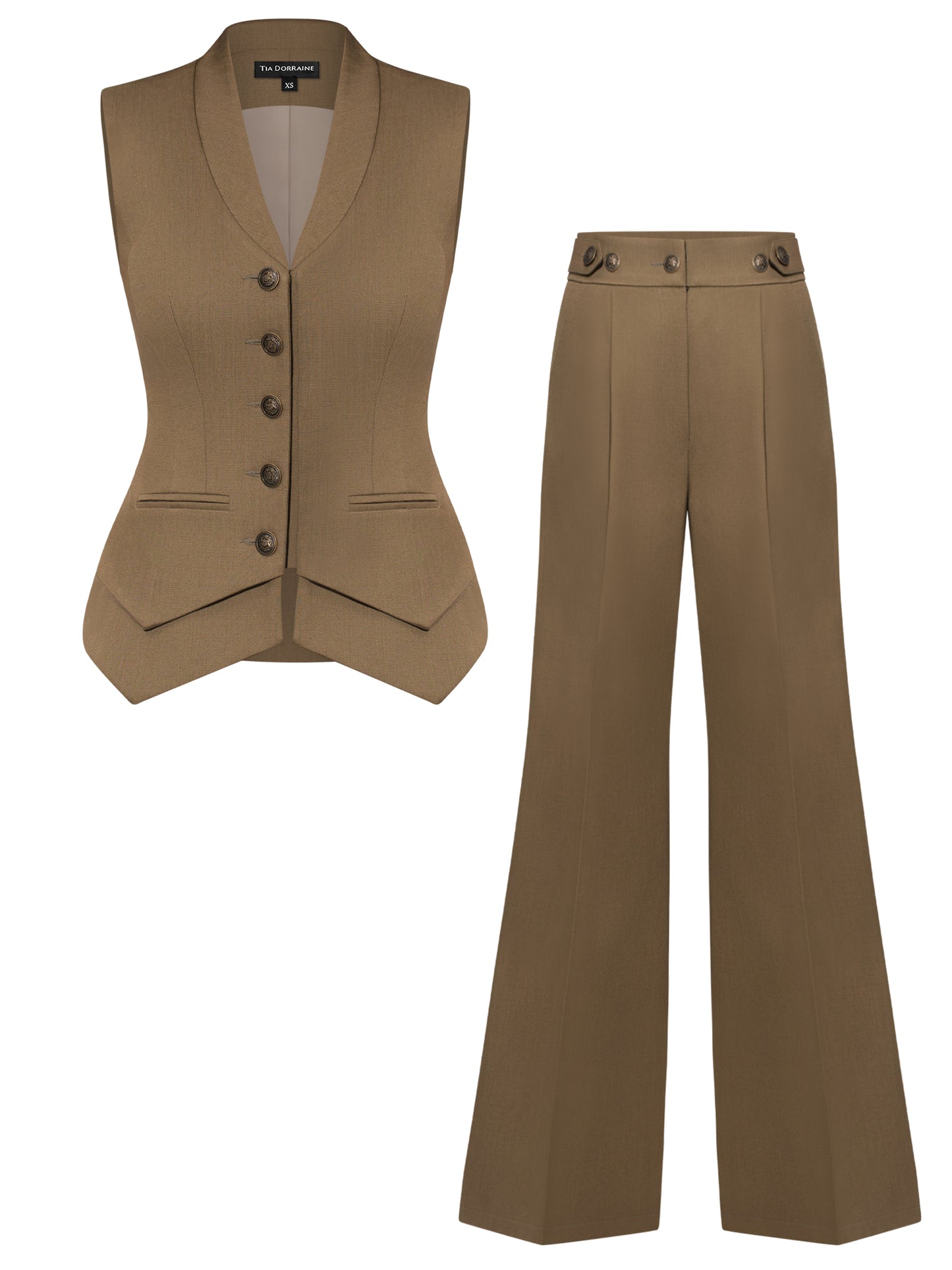 Fitted Waistcoat & Trousers Linen Set - Green