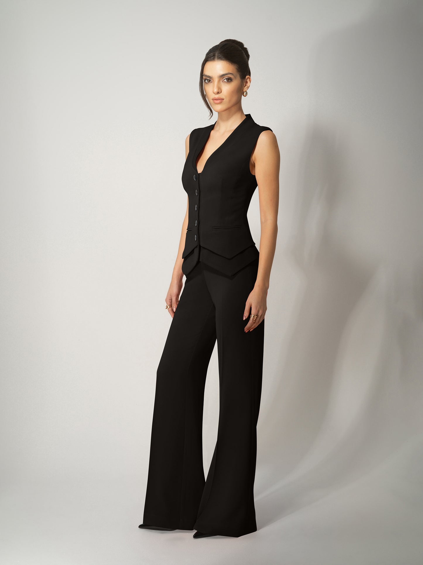 Fitted Waistcoat & Trousers Set - Black by Tia Dorraine Women's Luxury Fashion Designer Clothing Brand