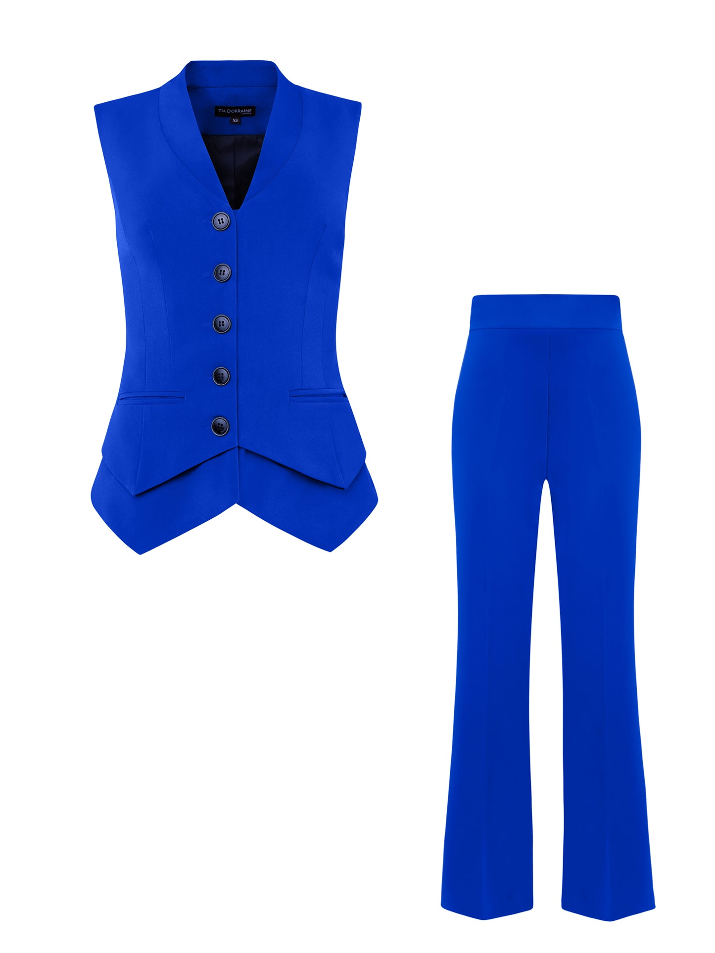 Fitted Waistcoat & Trousers Set - Royal Azure by Tia Dorraine Women's Luxury Fashion Designer Clothing Brand
