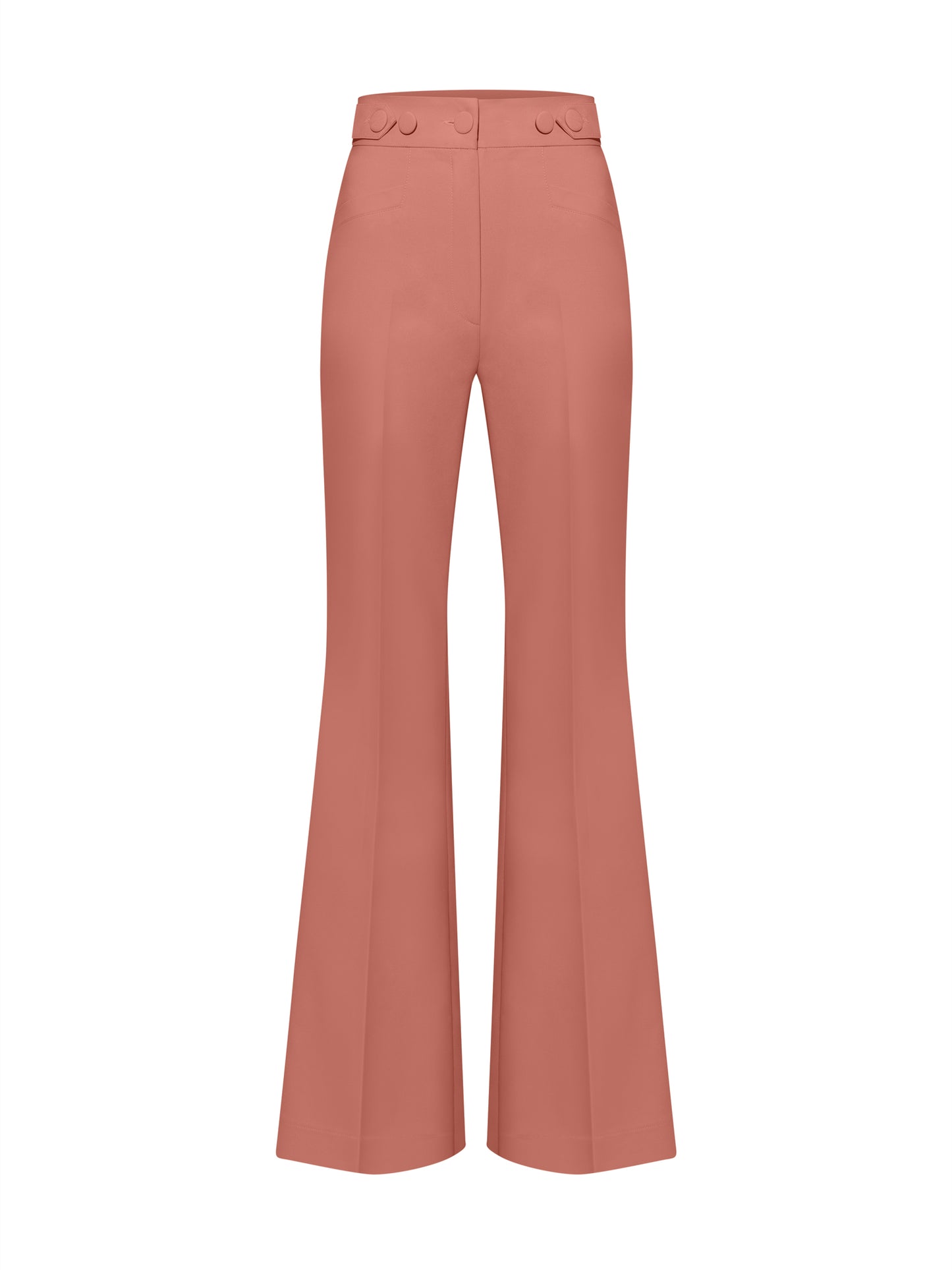 Flared Trousers With Adjustable Waist - Dusty Rose