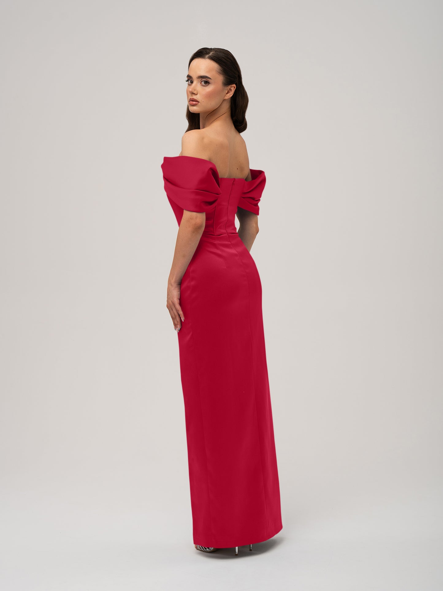 Heavenly Kissed Draped Satin Maxi Dress - Red by Tia Dorraine Women's Luxury Fashion Designer Clothing Brand