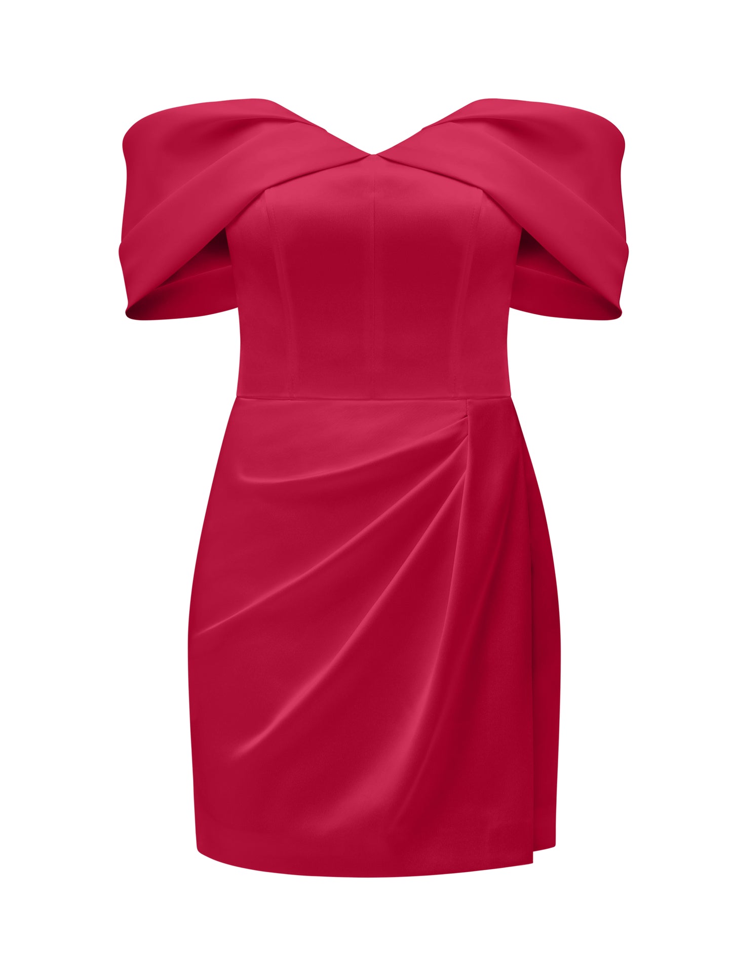 Heavenly Kissed Draped Satin Mini Dress - Red by Tia Dorraine Women's Luxury Fashion Designer Clothing Brand