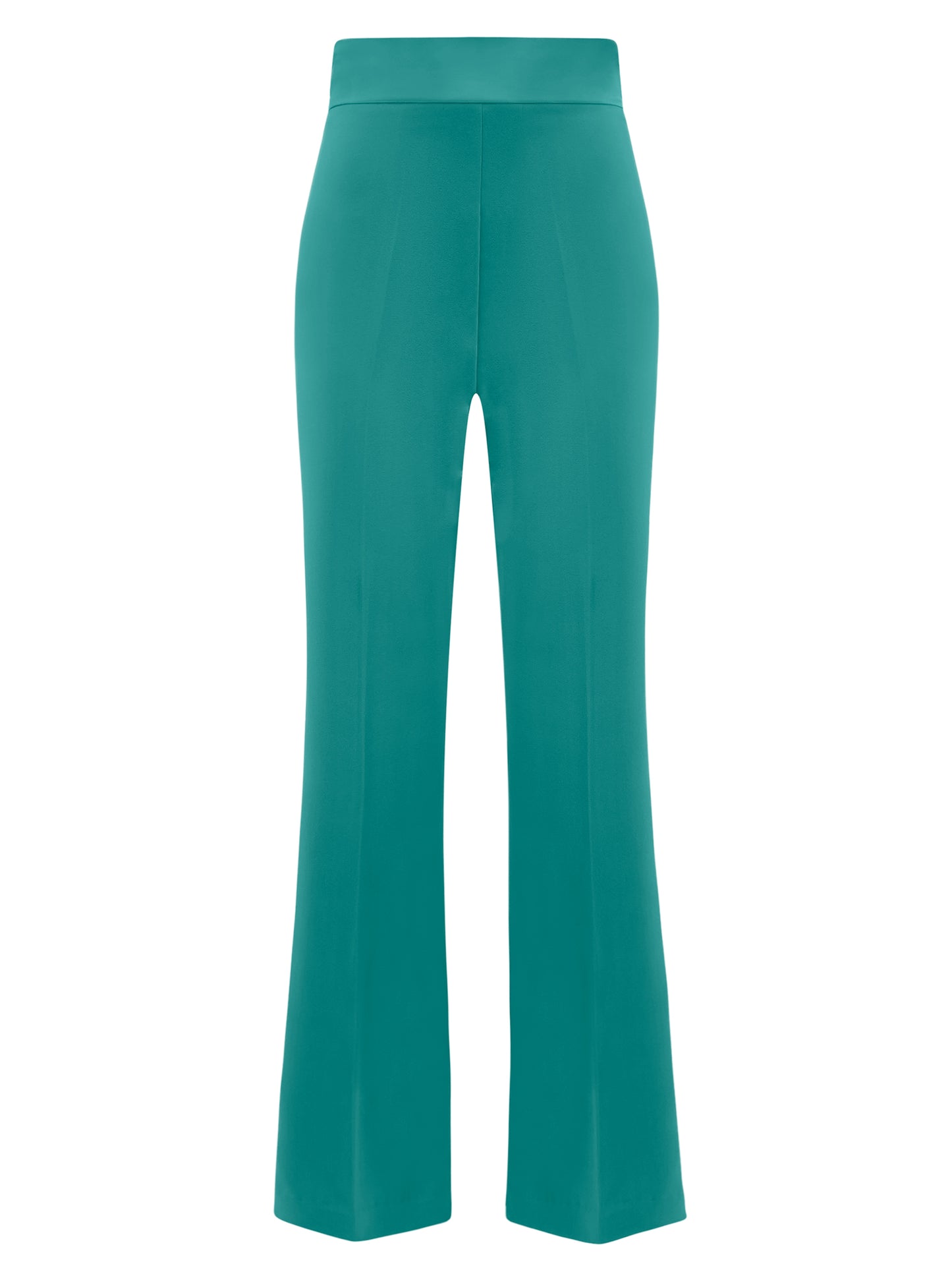High-Waist Flared Trousers - Turquoise
