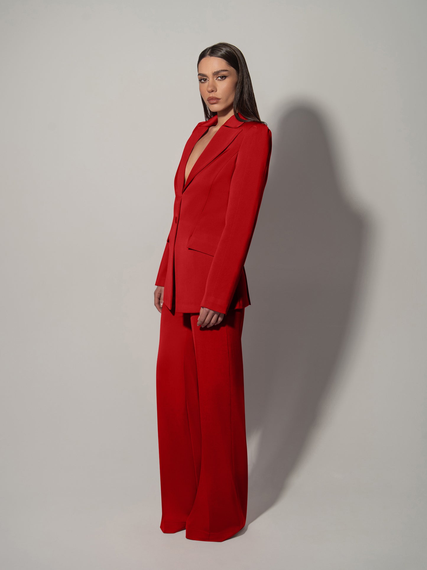 Illusion Blazer & Trousers Set - Fierce Red
