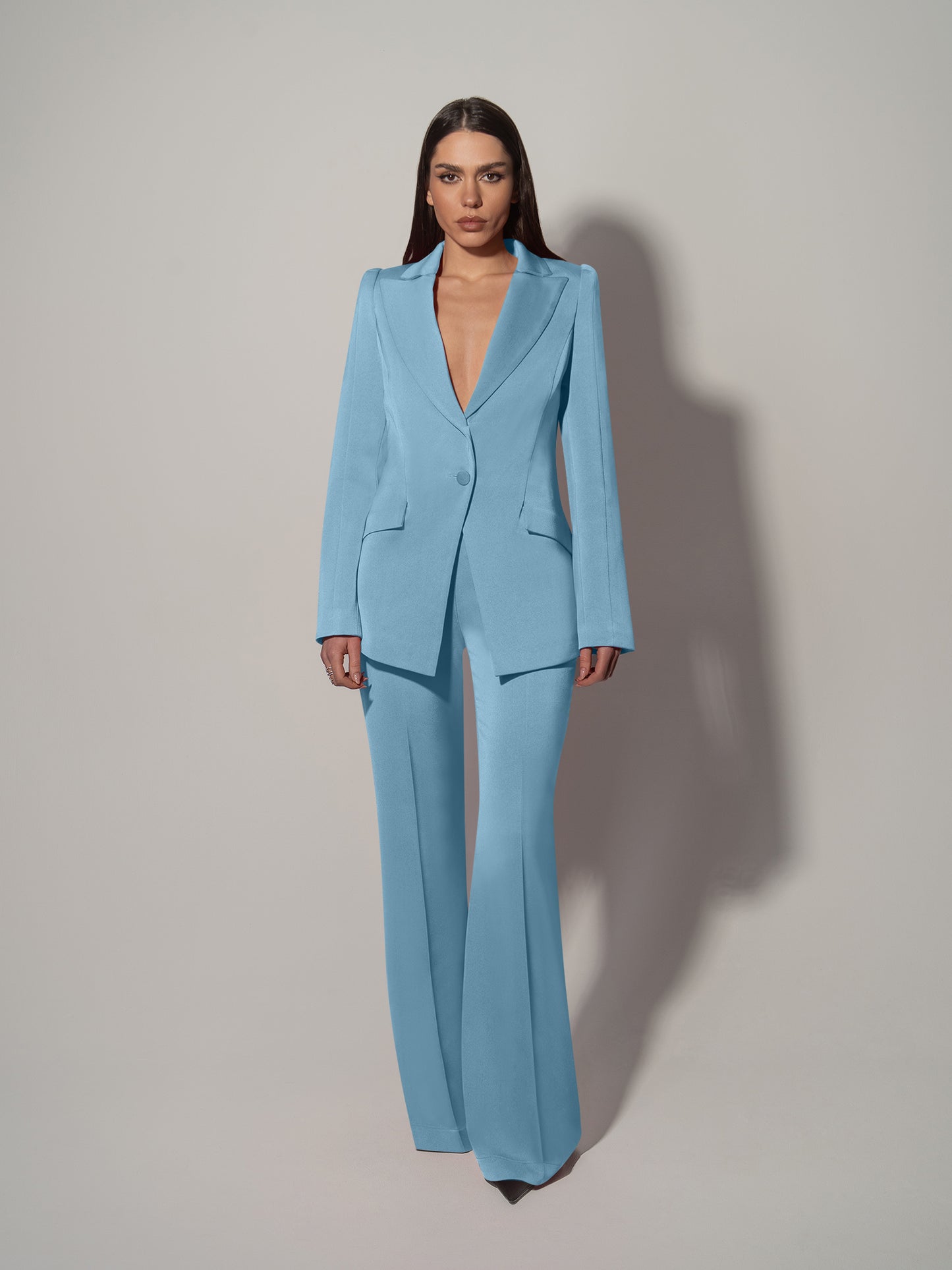 Illusion Blazer & Trousers Set - Light Blue