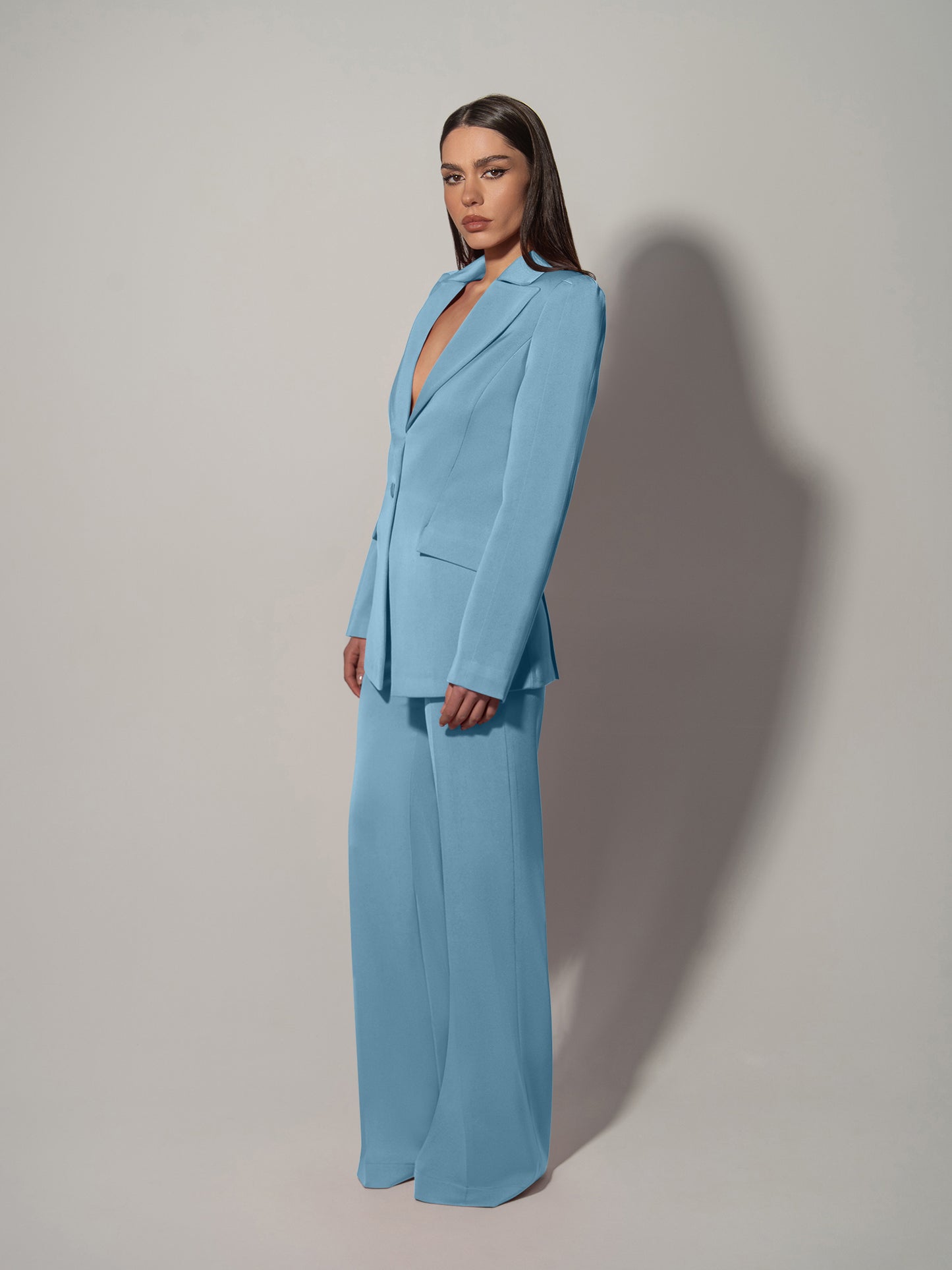 Illusion Blazer & Trousers Set - Light Blue