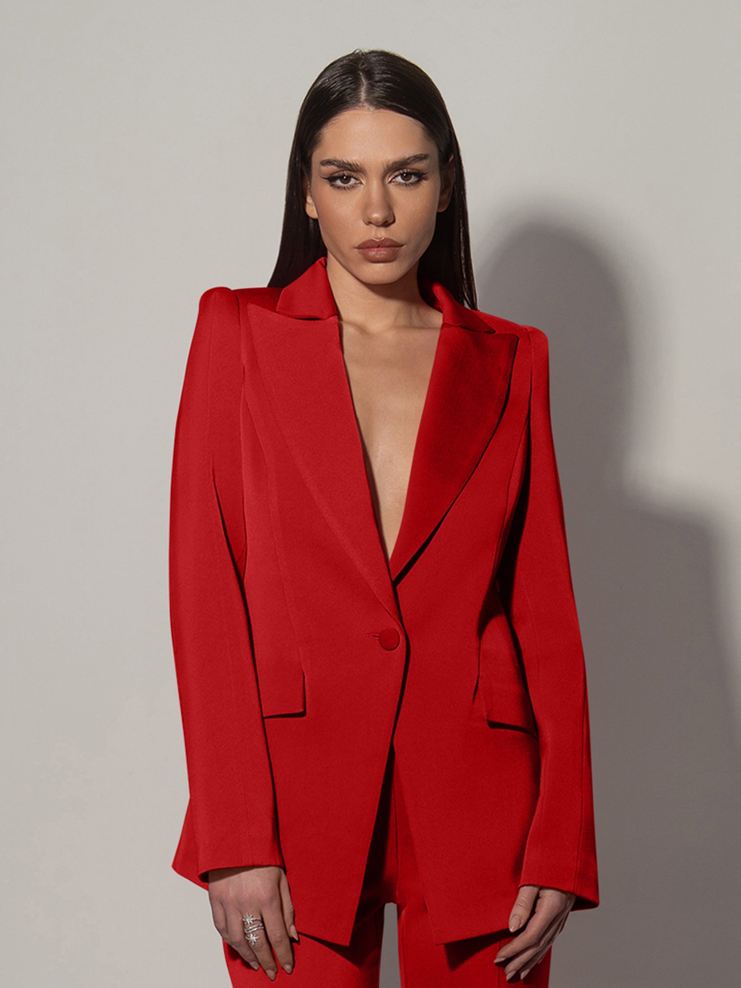 Illusion Classic Tailored Blazer - Fierce Red