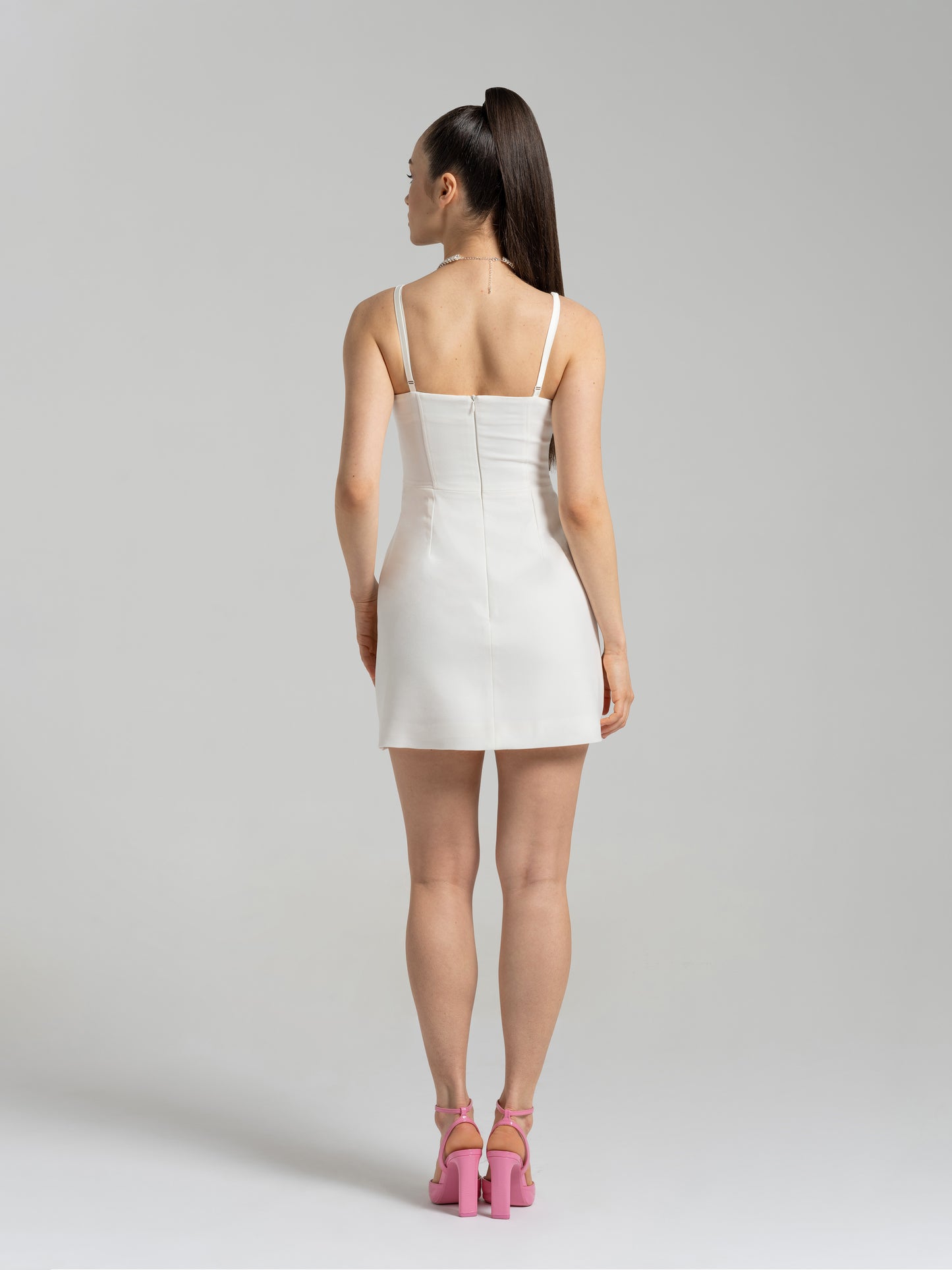 Into You Fitted Mini Dress - Pearl White by Tia Dorraine Women's Luxury Fashion Designer Clothing Brand