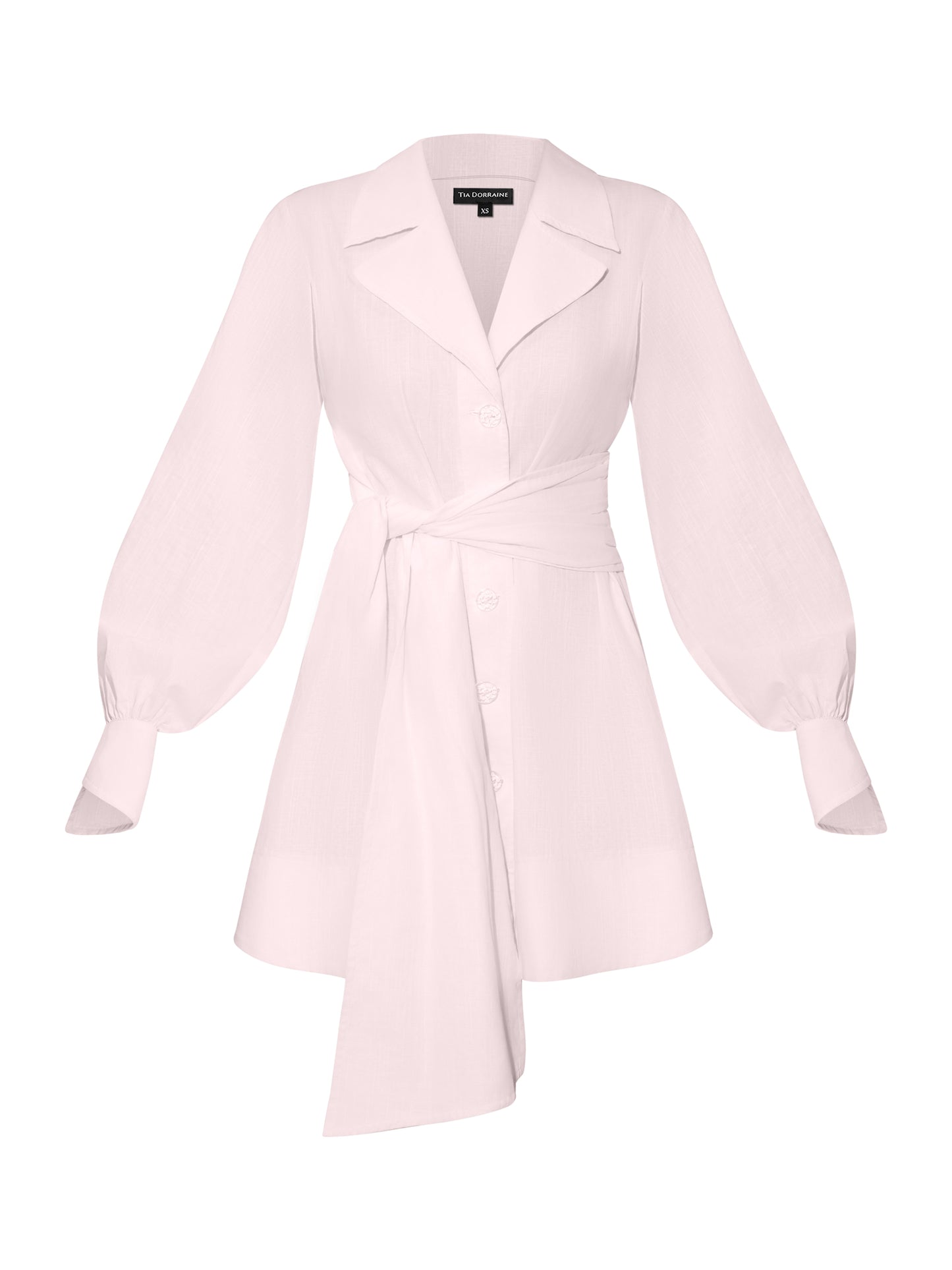 Long Sleeve Shirt Dress in Linen - Light Pink