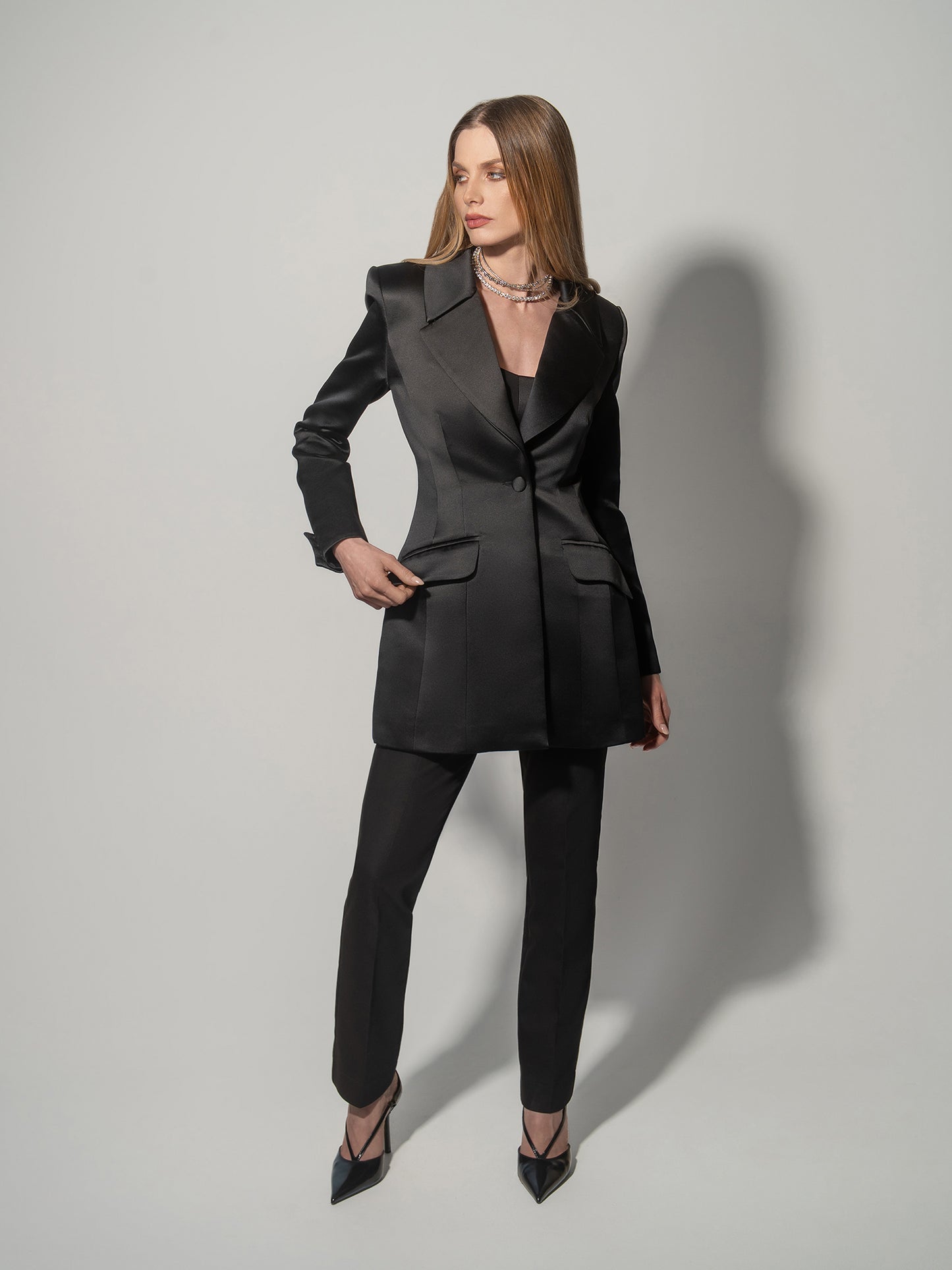 Midnight Sky Hourglass Blazer - Black