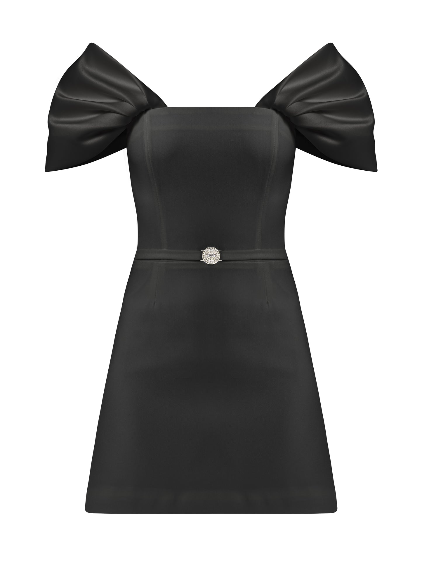 Mirage Crystal Ornament Mini Dress - Black