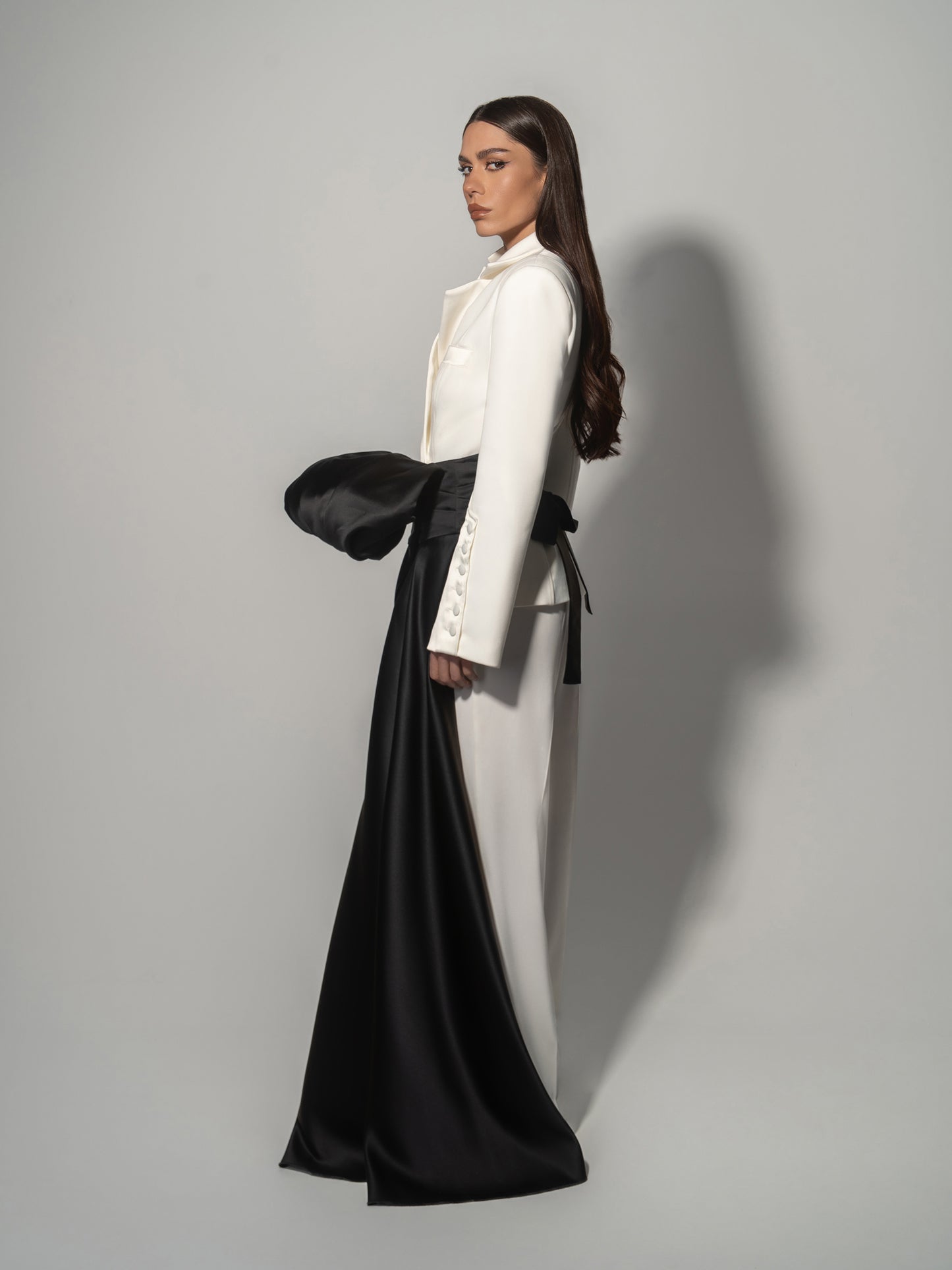 Modern Power Asymmetric Tailored Blazer - Pearl White