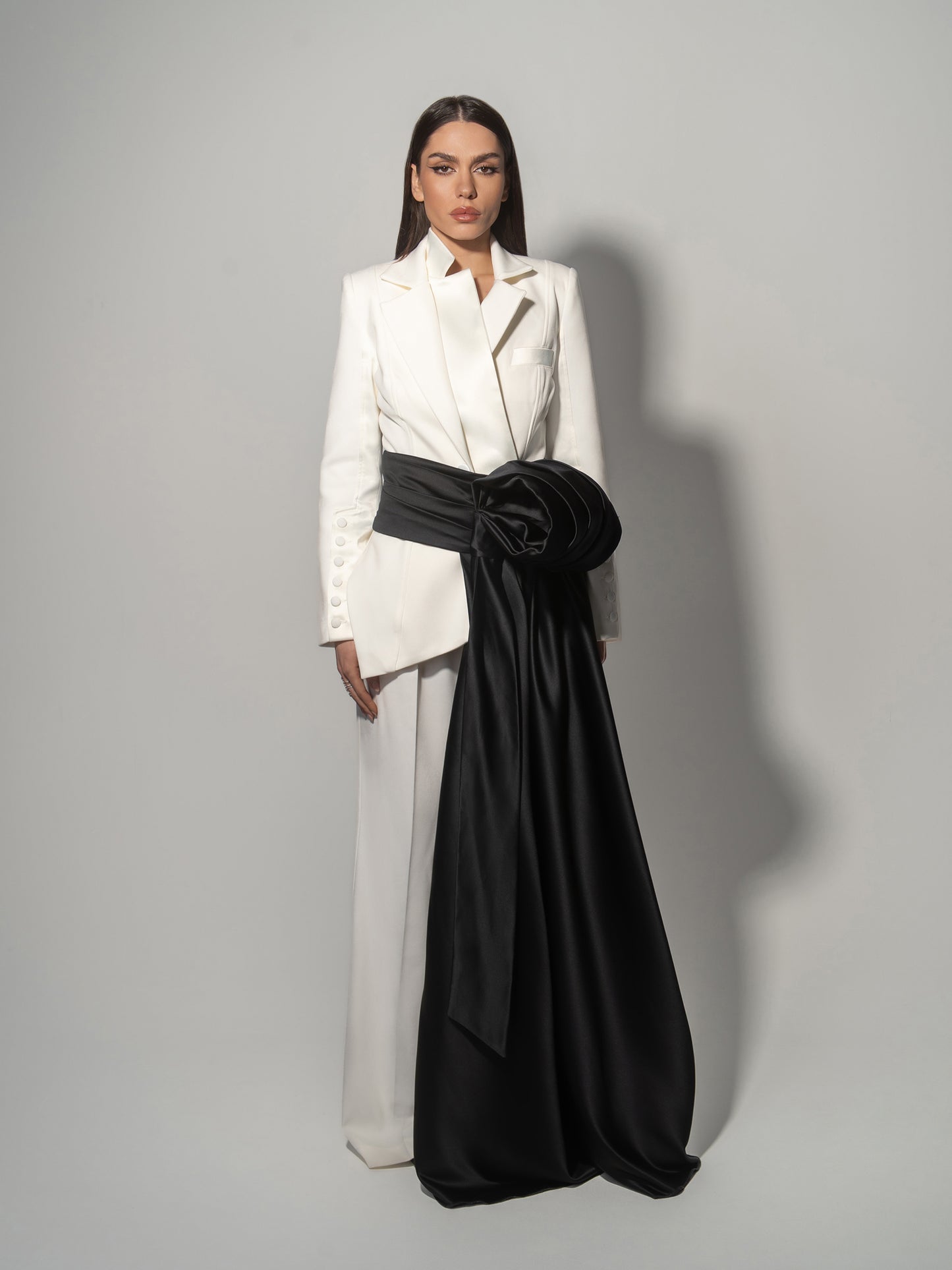 Modern Power Asymmetric Tailored Blazer - Pearl White
