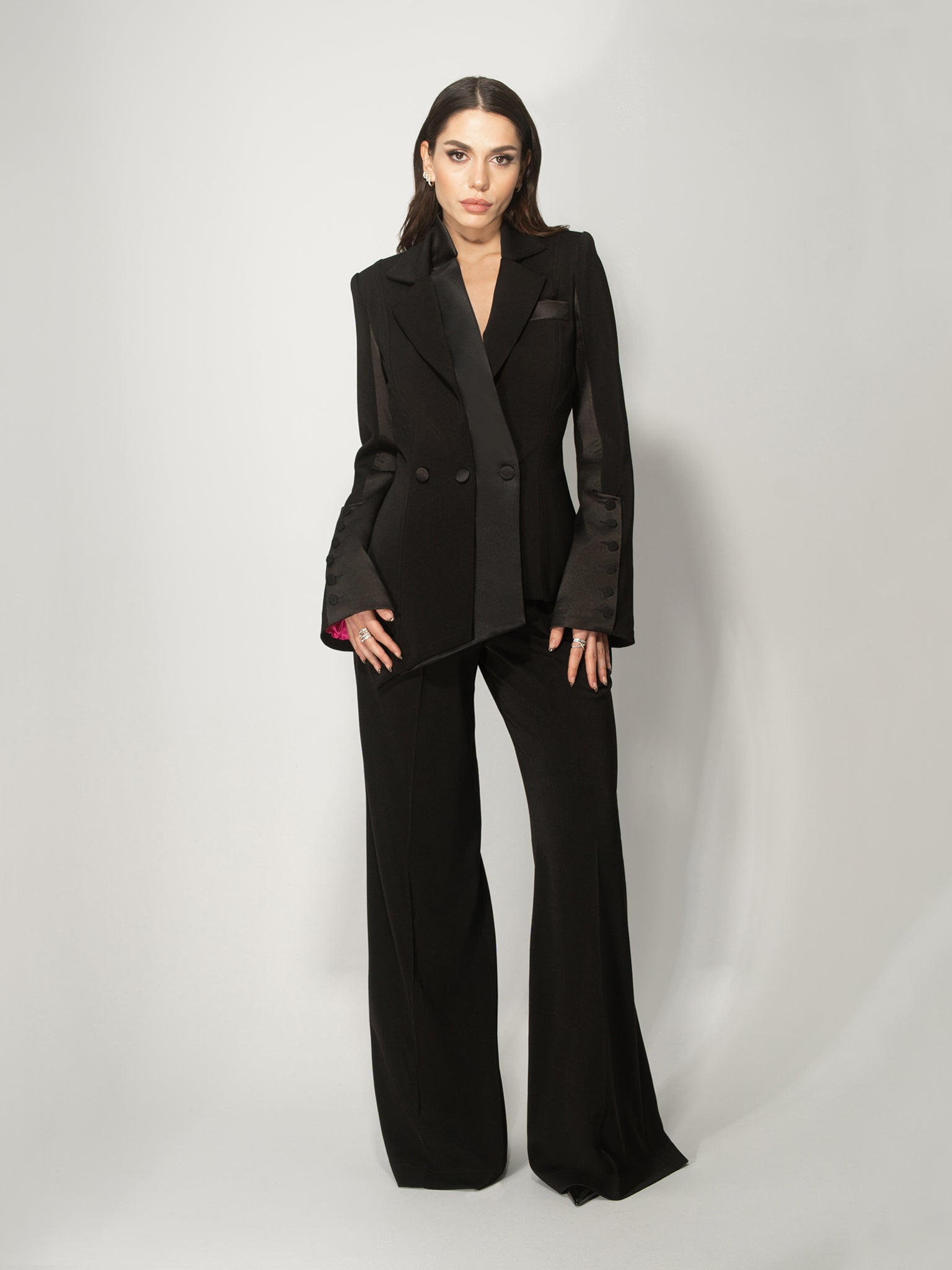 Modern Power Tailored Asymmetric Suit Black - Main Image