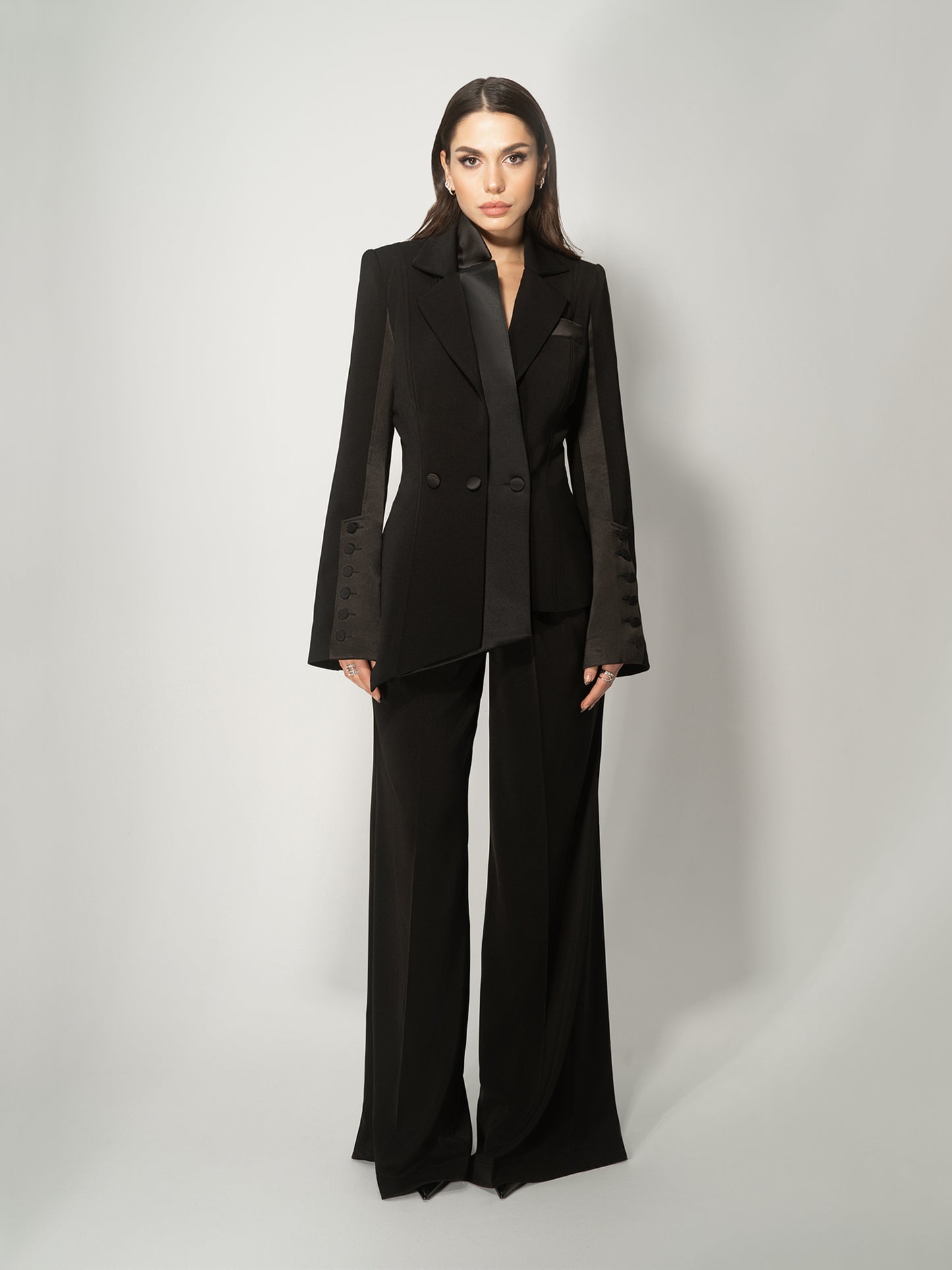 Modern Power Tailored Asymmetric Suit by Tia Dorraine Women's Luxury Fashion Designer Clothing Brand