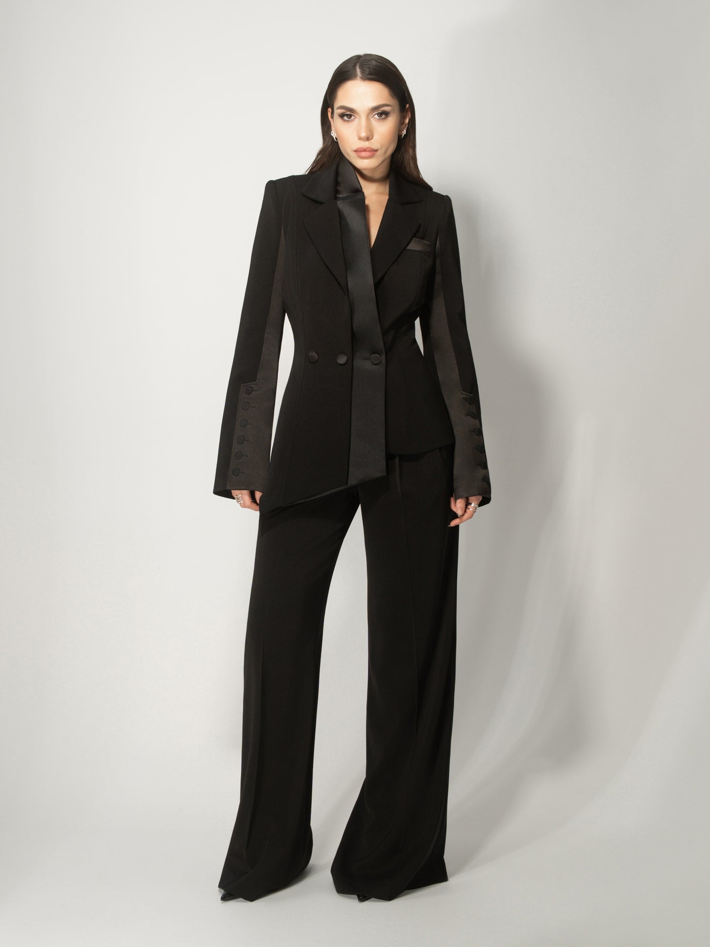 Modern Power Tailored Asymmetric Suit by Tia Dorraine Women's Luxury Fashion Designer Clothing Brand