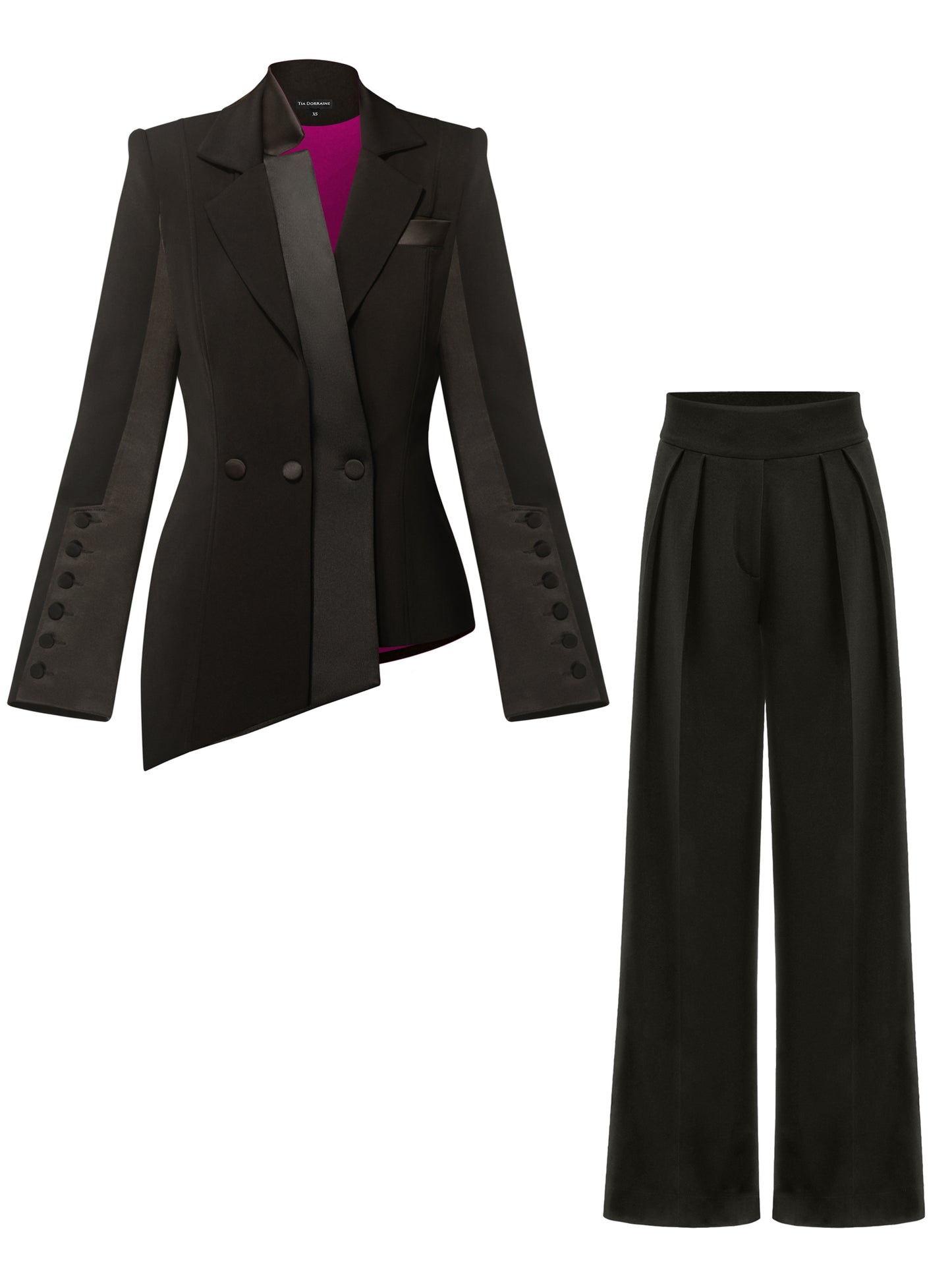 Modern Power Tailored Asymmetric Suit by Tia Dorraine Women's Luxury Fashion Designer Clothing Brand