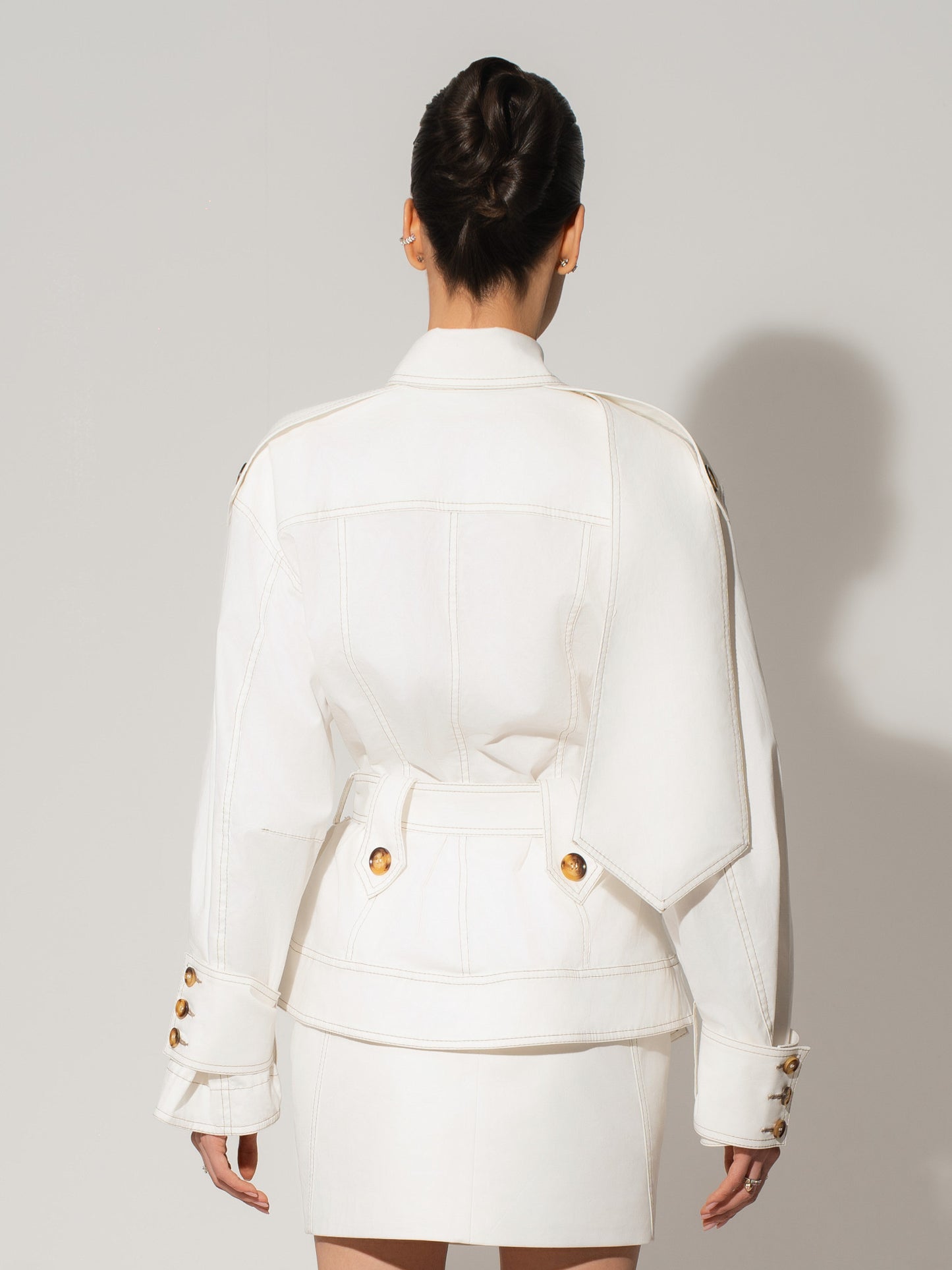 Oversized Belted Trench Jacket - White