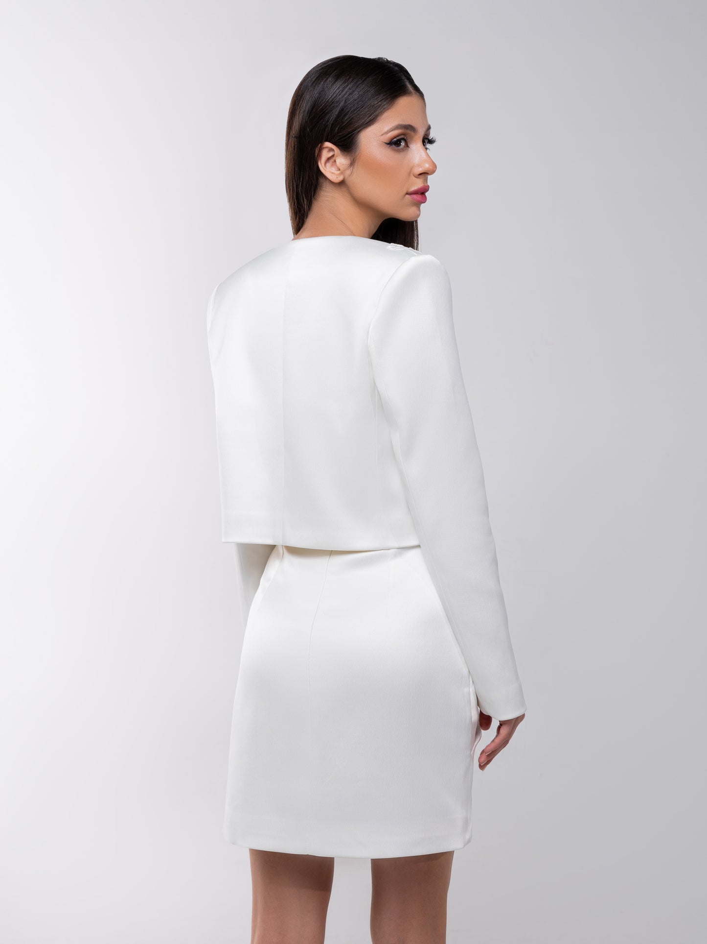 Perfectly Romantic Cropped Blazer with Embroidery - Pearl White