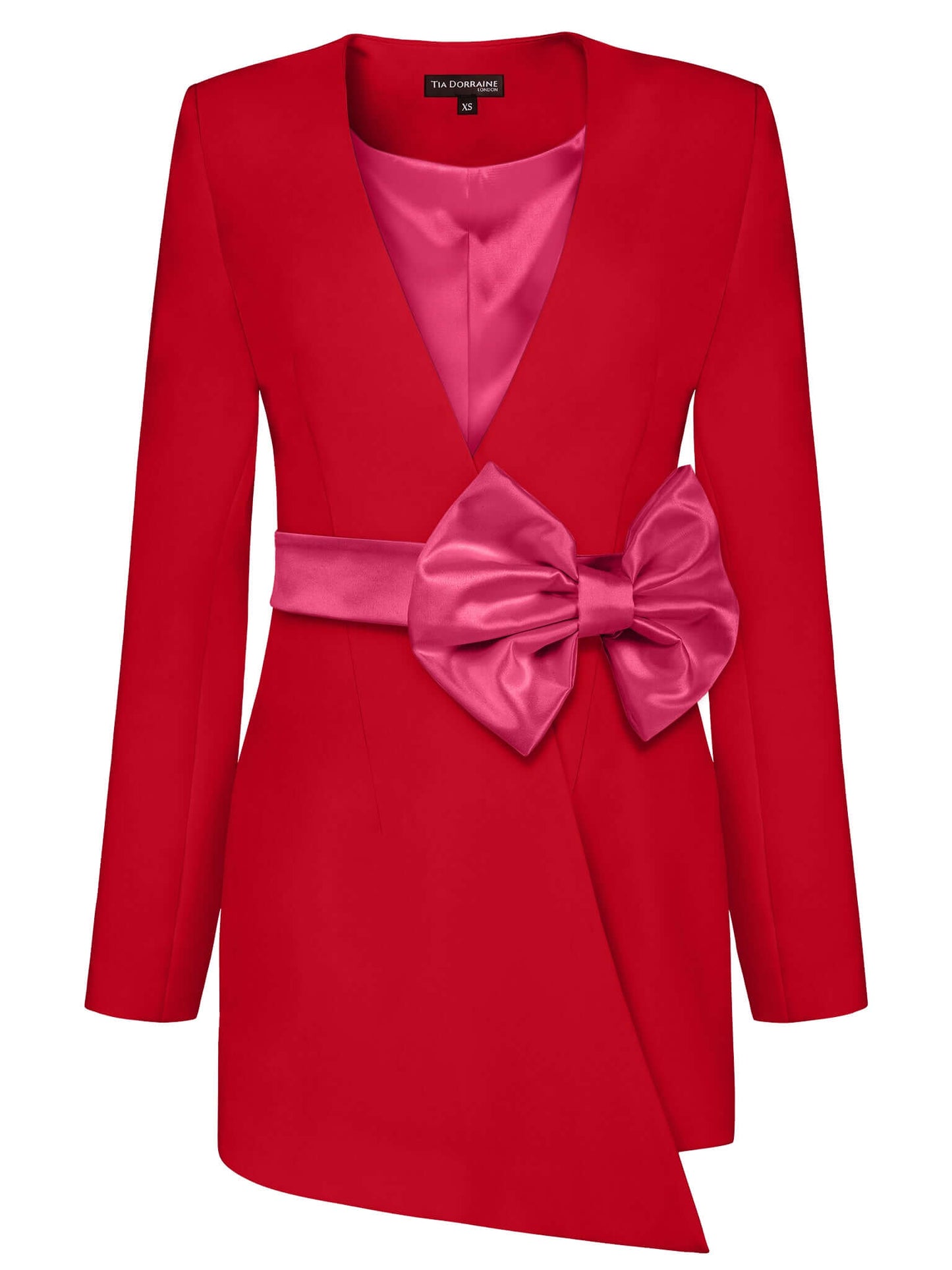 Red Pearl Blazer With Pink Bow Belt