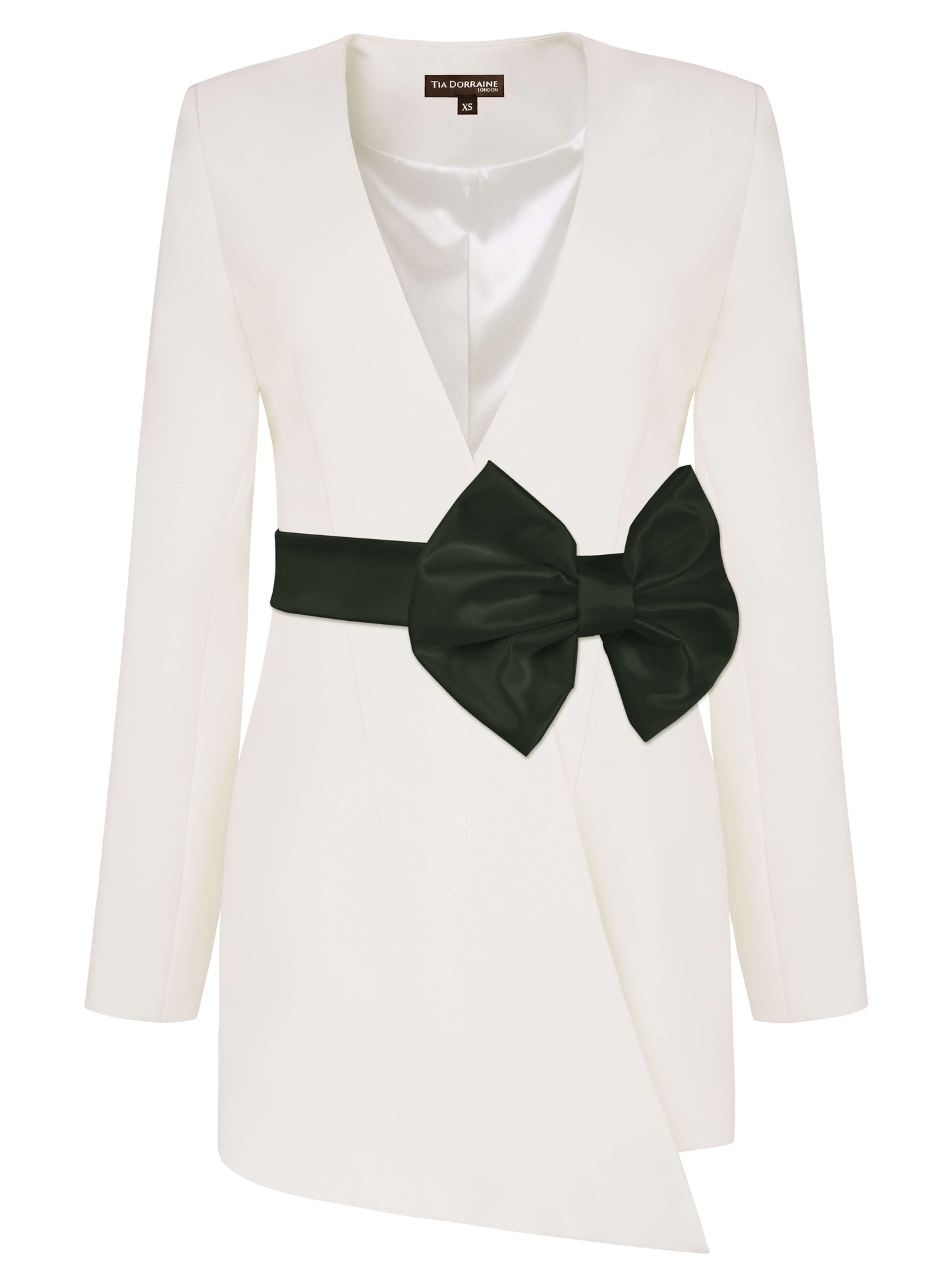 Rare Pearl Blazer With Black Bow Belt by Tia Dorraine Women's Luxury Fashion Designer Clothing Brand