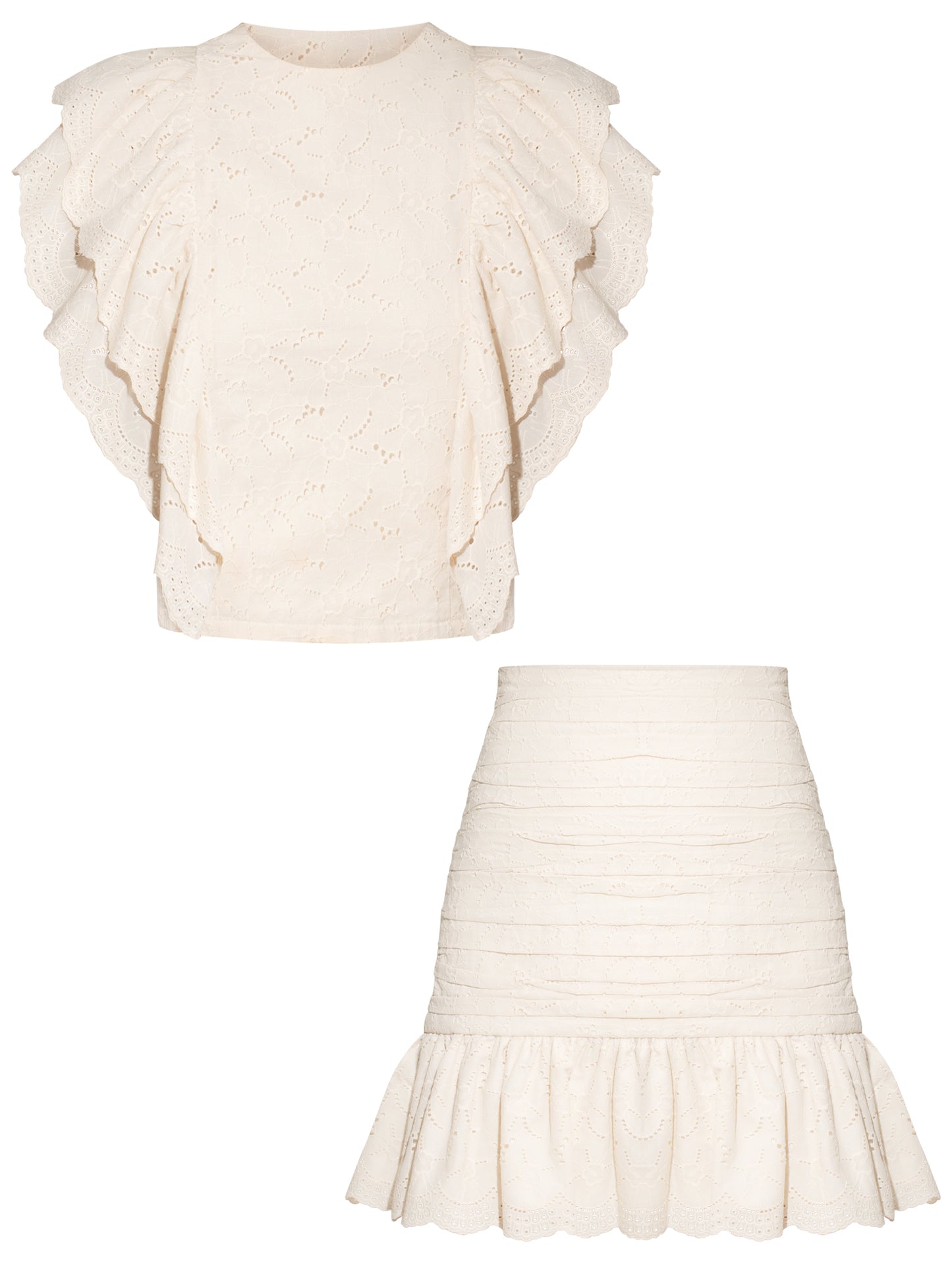 Ruffled Open Back Top & Ruched Mini Skirt Set